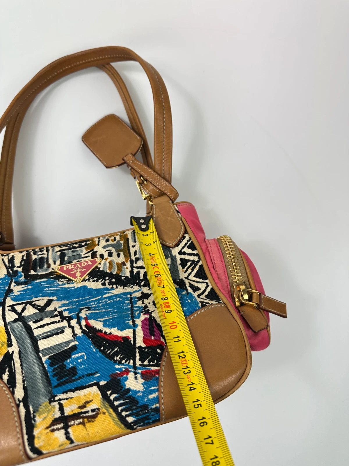 Prada Prada Milano SS04 Venezia Leather & Canvas Painting HandBag Size ONE SIZE - 17 Thumbnail