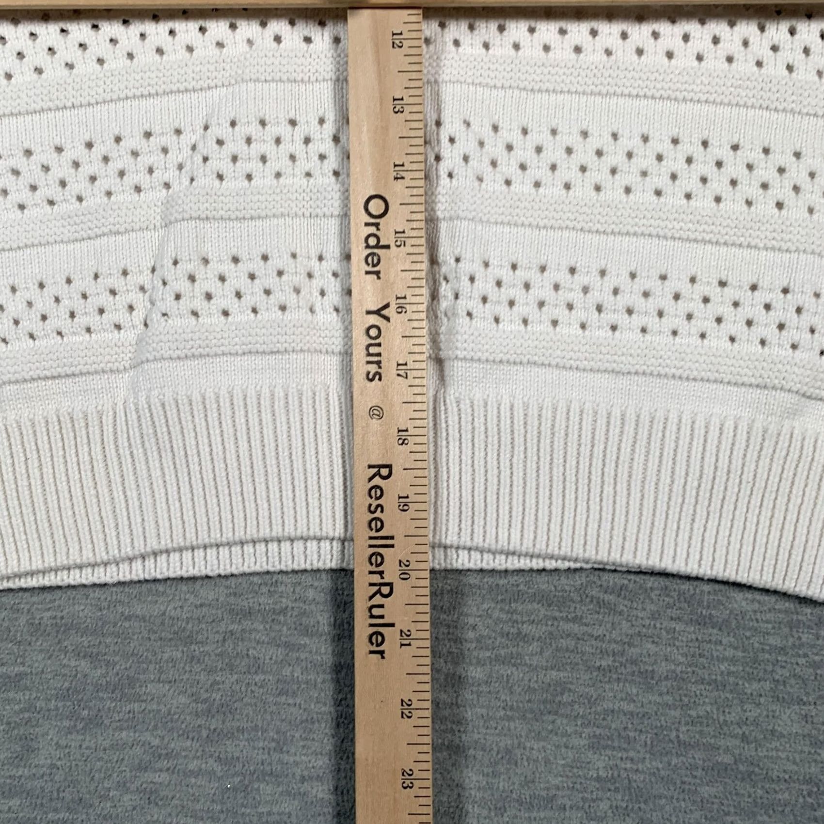 Vintage Marc New York Sweater Womens XL White Mock Neck Pointelle Open Knit Pullover Size XL / US 12-14 / IT 48-50 - 7 Thumbnail