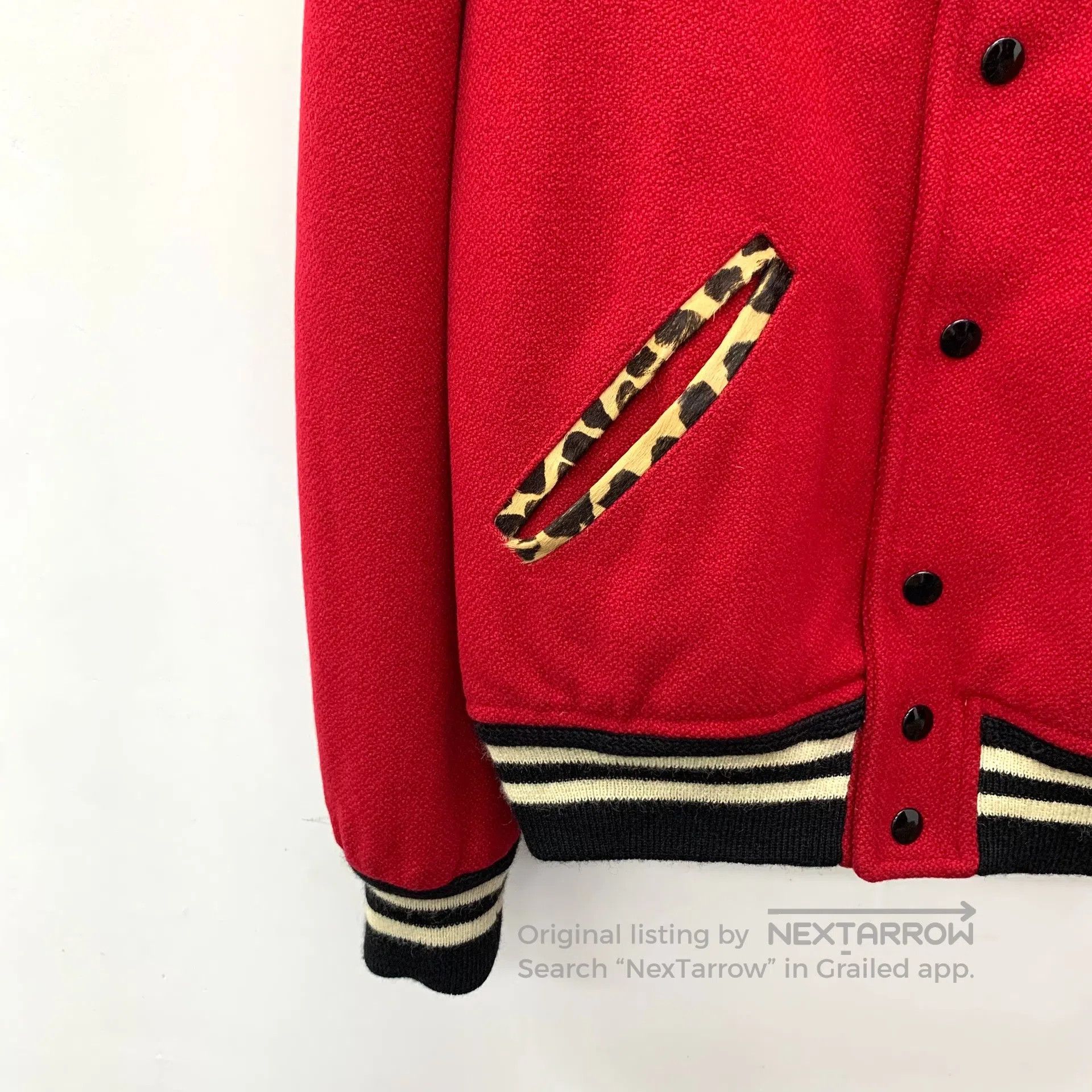 Saint Laurent Paris Saint Laurent Paris Red leopard print striped design wool Size US S / EU 44-46 / 1 - 4 Thumbnail
