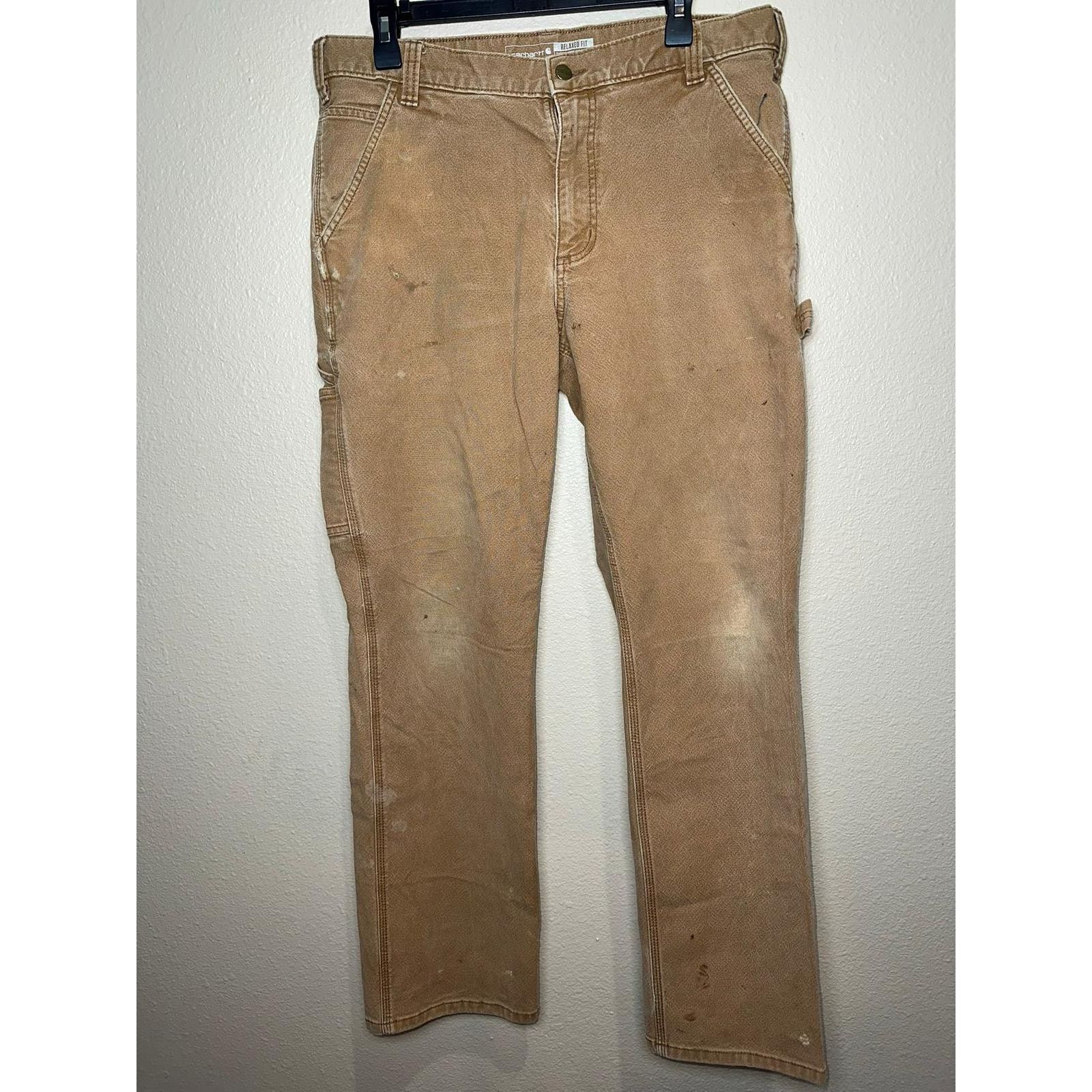 Carhartt 👖 Carhartt Men's Rugged Cotton Duck Work Pants Tan 36x32 Size US 32 / EU 48 - 1 Thumbnail