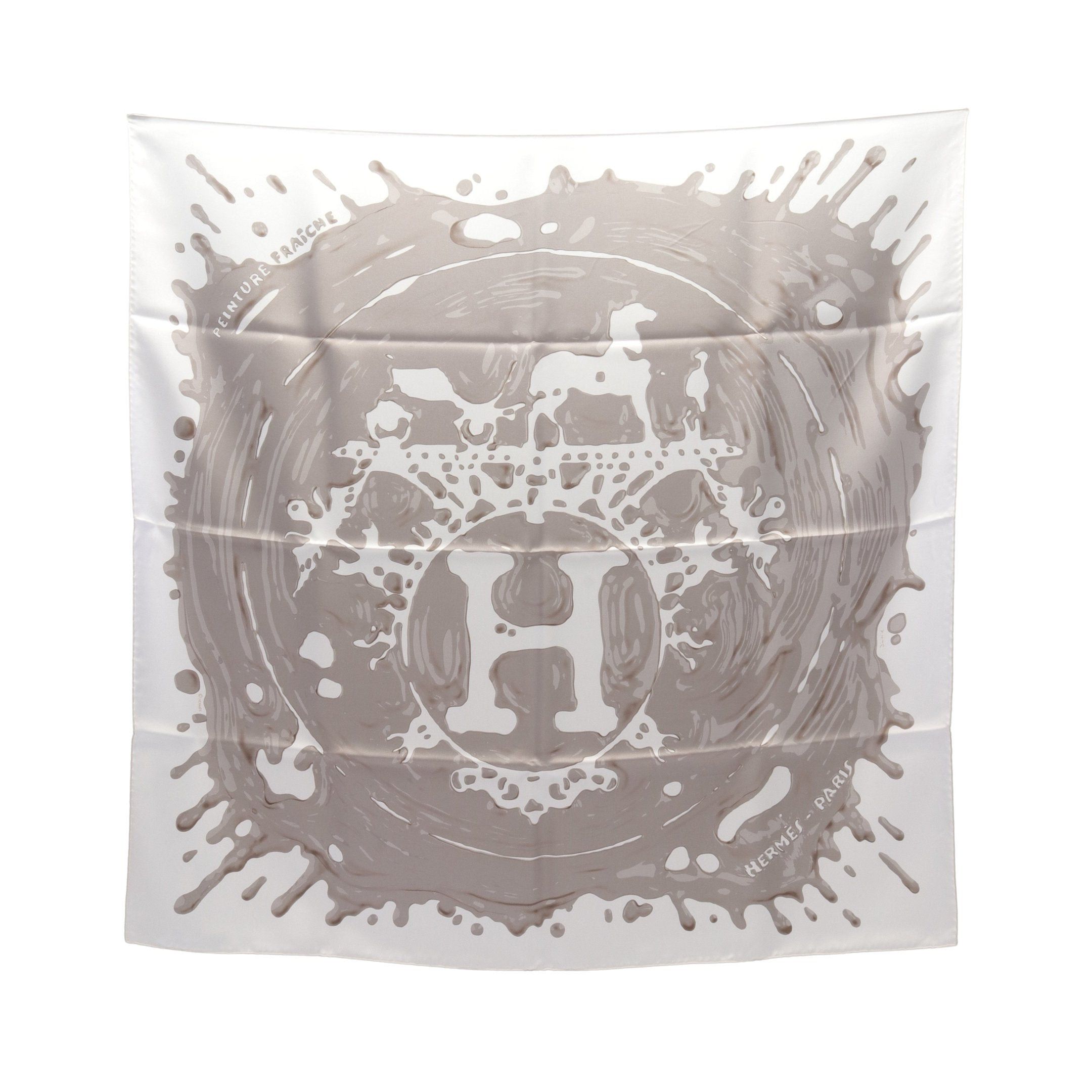 Hermes Hermes Carres 90 Peinture Fraiche Scarf Silk Off White Gray Size ONE SIZE - 1 Thumbnail