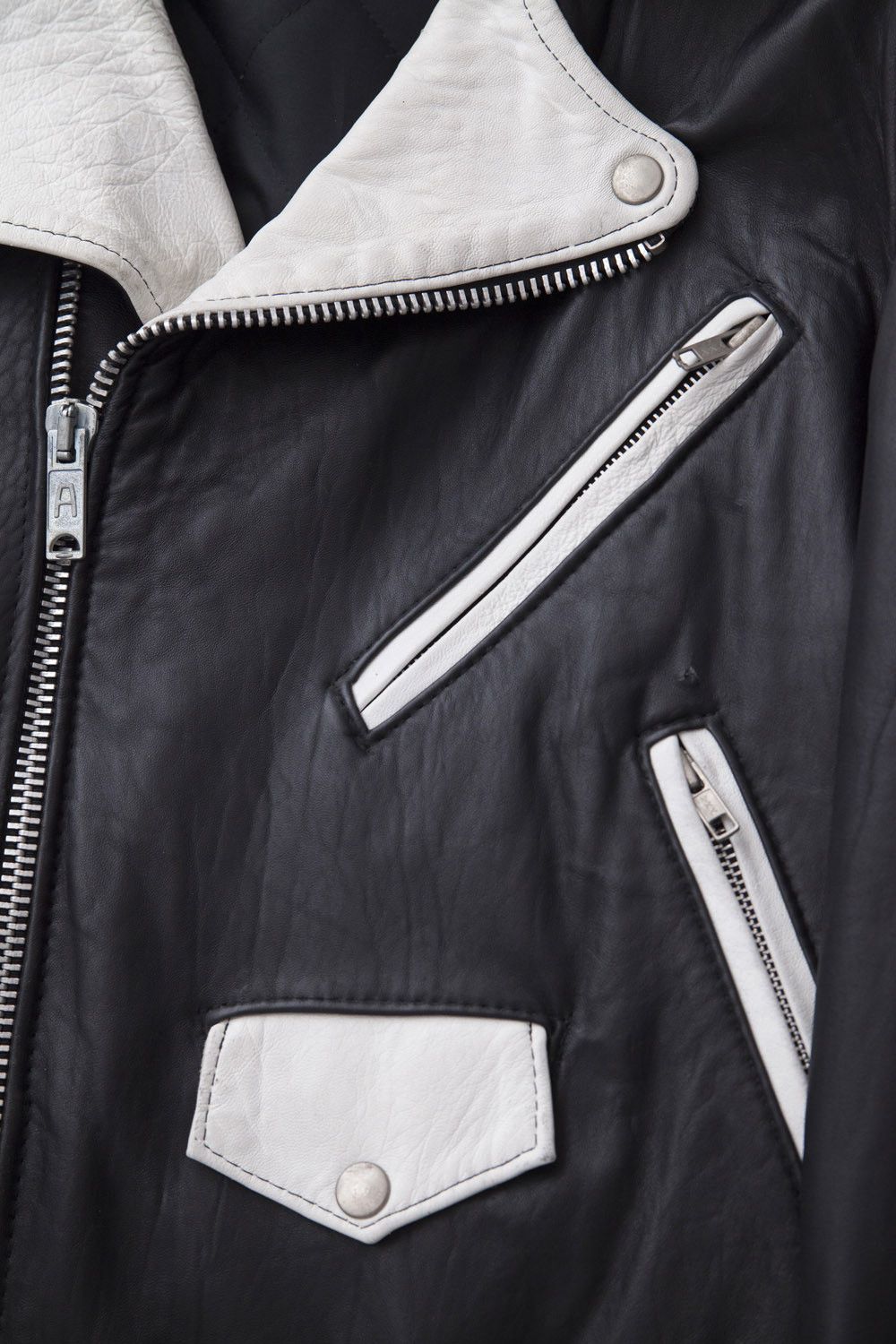 Vintage Vintage black & white leather perfecto jacket Size US L / EU 52-54 / 3 - 5 Thumbnail