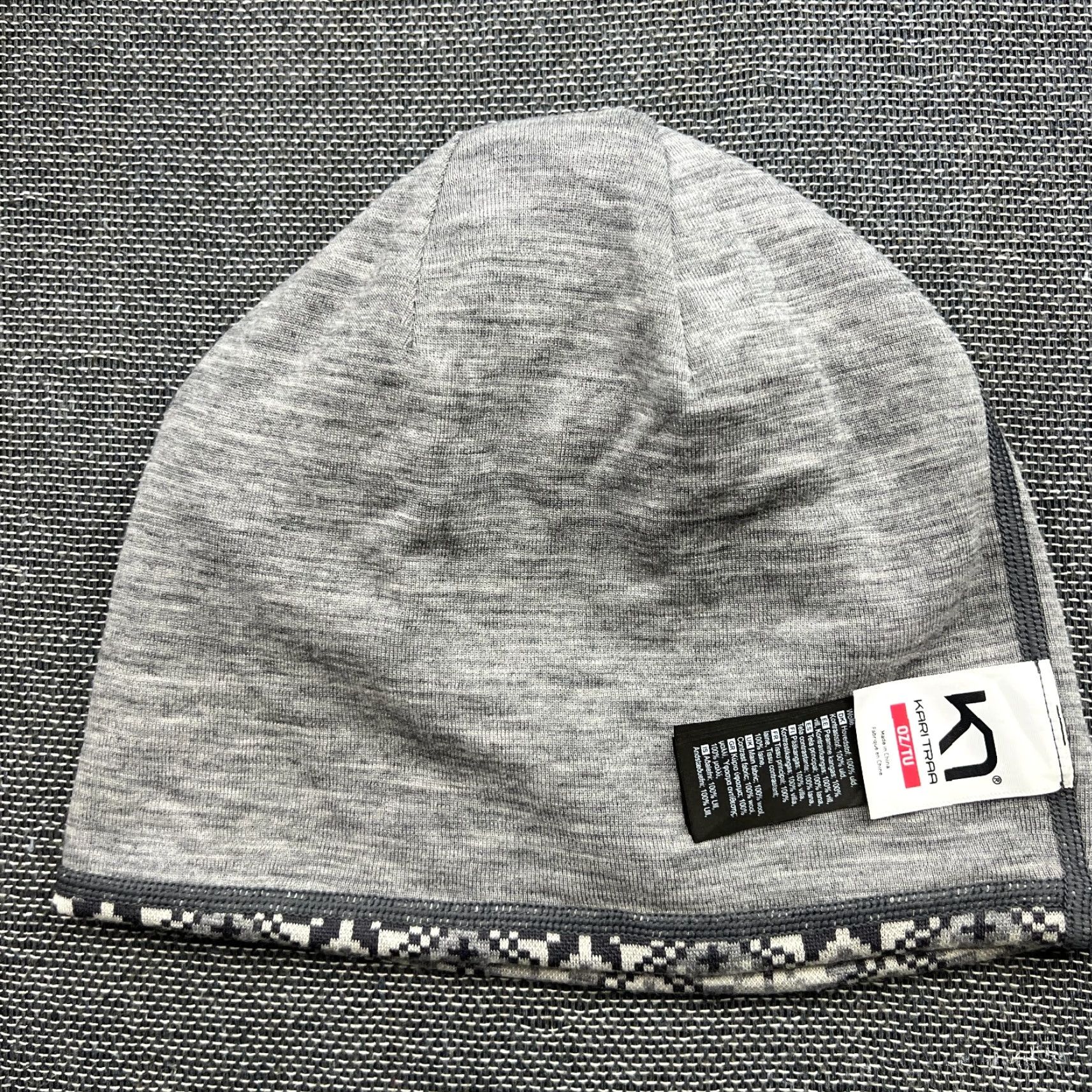 Vintage Kari Traa Womens Beanie Hat One Size Fair Isle 100% Merino Wool Knitted Gray Size ONE SIZE - 4 Thumbnail
