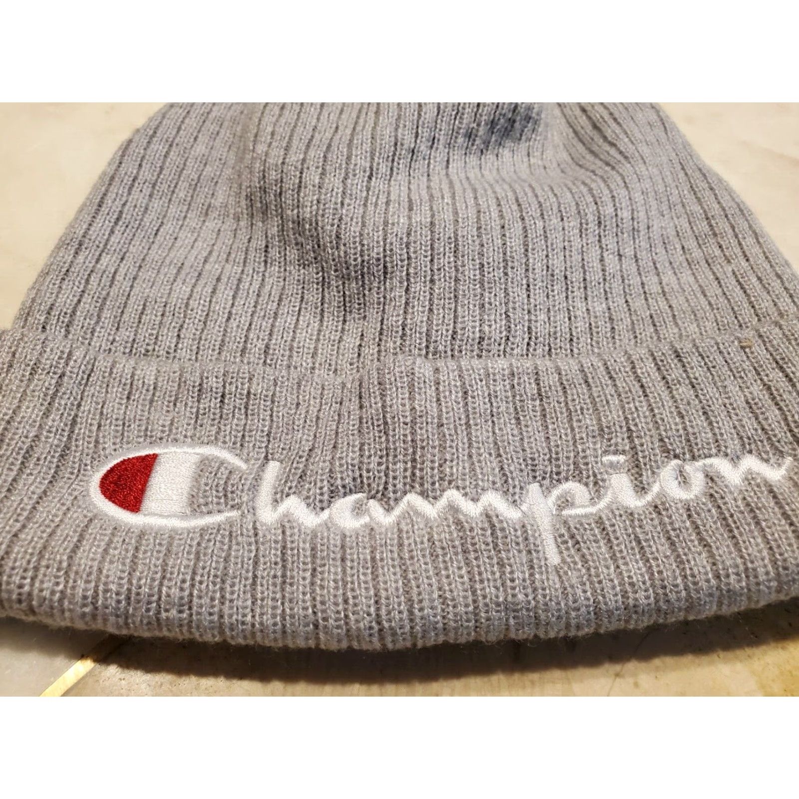 Champion Champion Mens Logo Cuffed Beanie Gray OS NWT Ribbed Acrylic Hat Accessories Size ONE SIZE - 7 Thumbnail