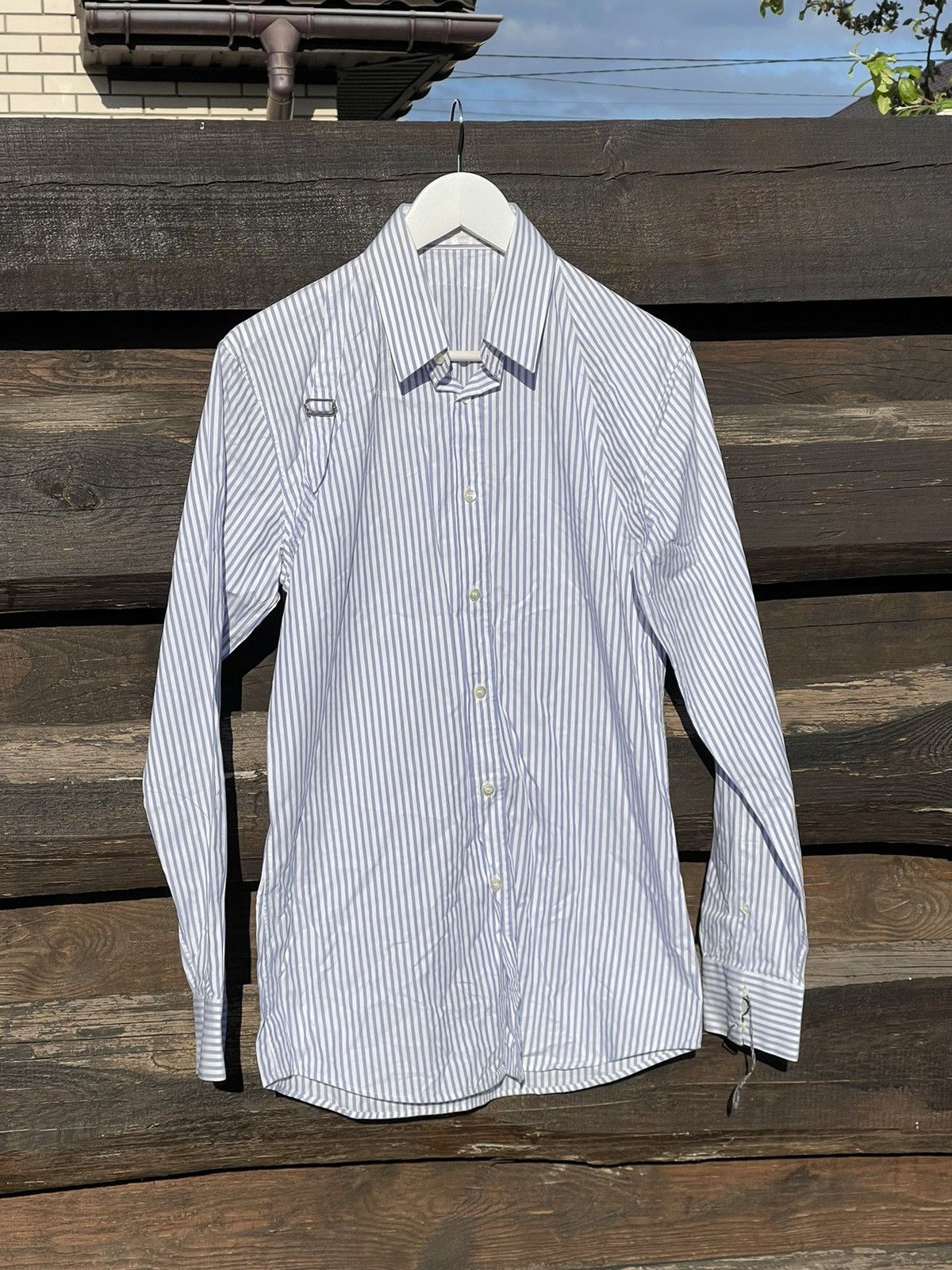 Alexander McQueen NWT 2011 Alexander McQueen bondage belt striped blue shirt Size US M / EU 48-50 / 2 - 2 Thumbnail