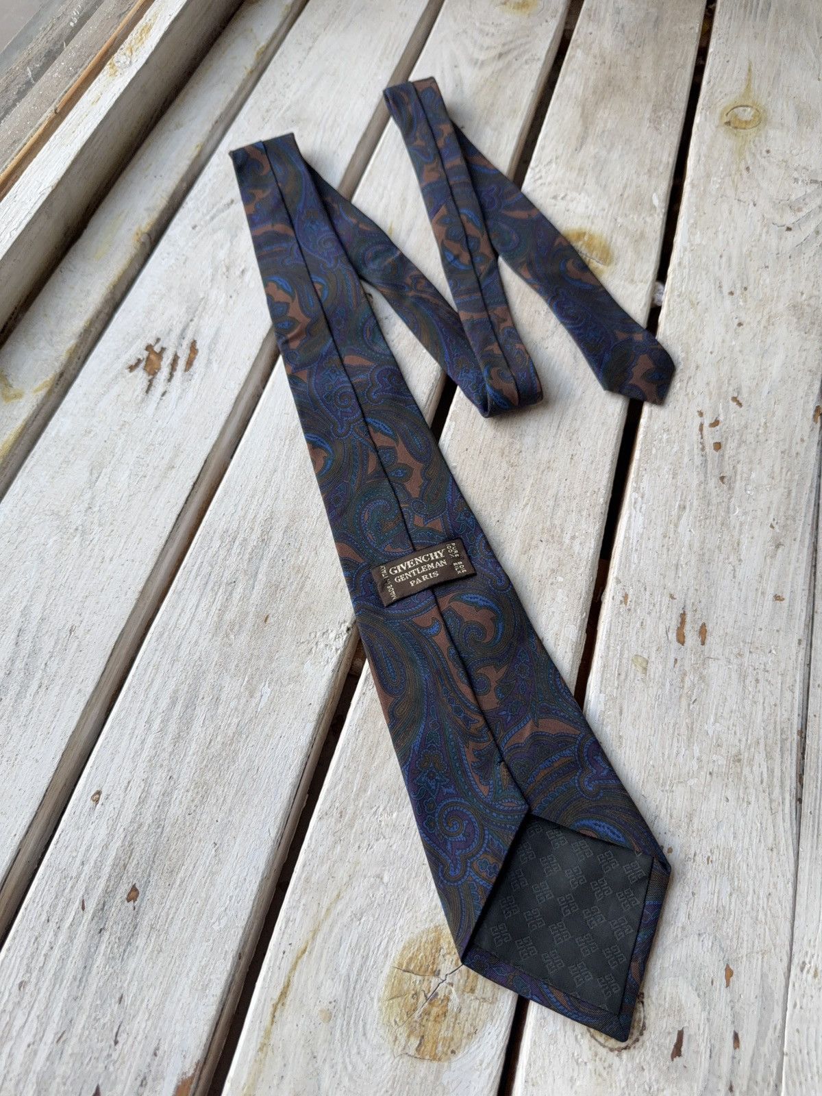 Designer × Givenchy Vintage Givenchy Paris Silk Tie Paisley Brown Blue Italy Size ONE SIZE - 6 Thumbnail