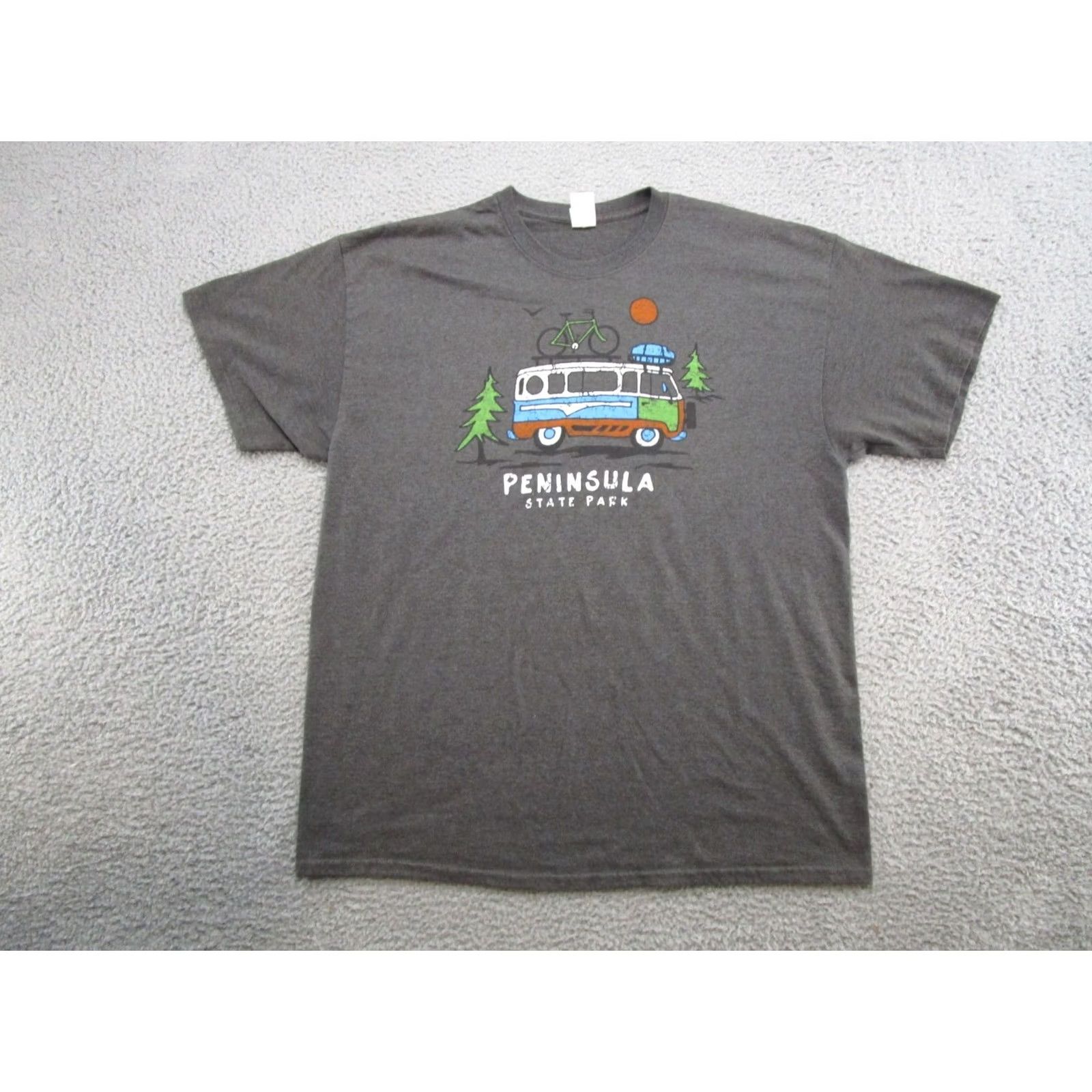 Gildan Peninsula State Park Wisconsin Van Bike Logo Shirt Mens XL Gray Outdoor Hiking Size US XL / EU 56 / 4 - 2 Thumbnail