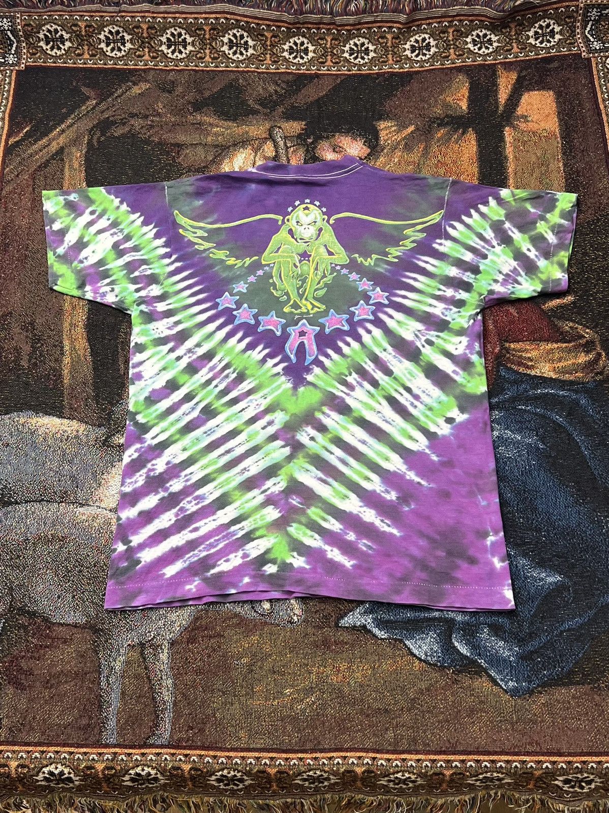 Band Tees 1990 Aerosmith Tie Dye Tee Size US L / EU 52-54 / 3 - 4 Thumbnail