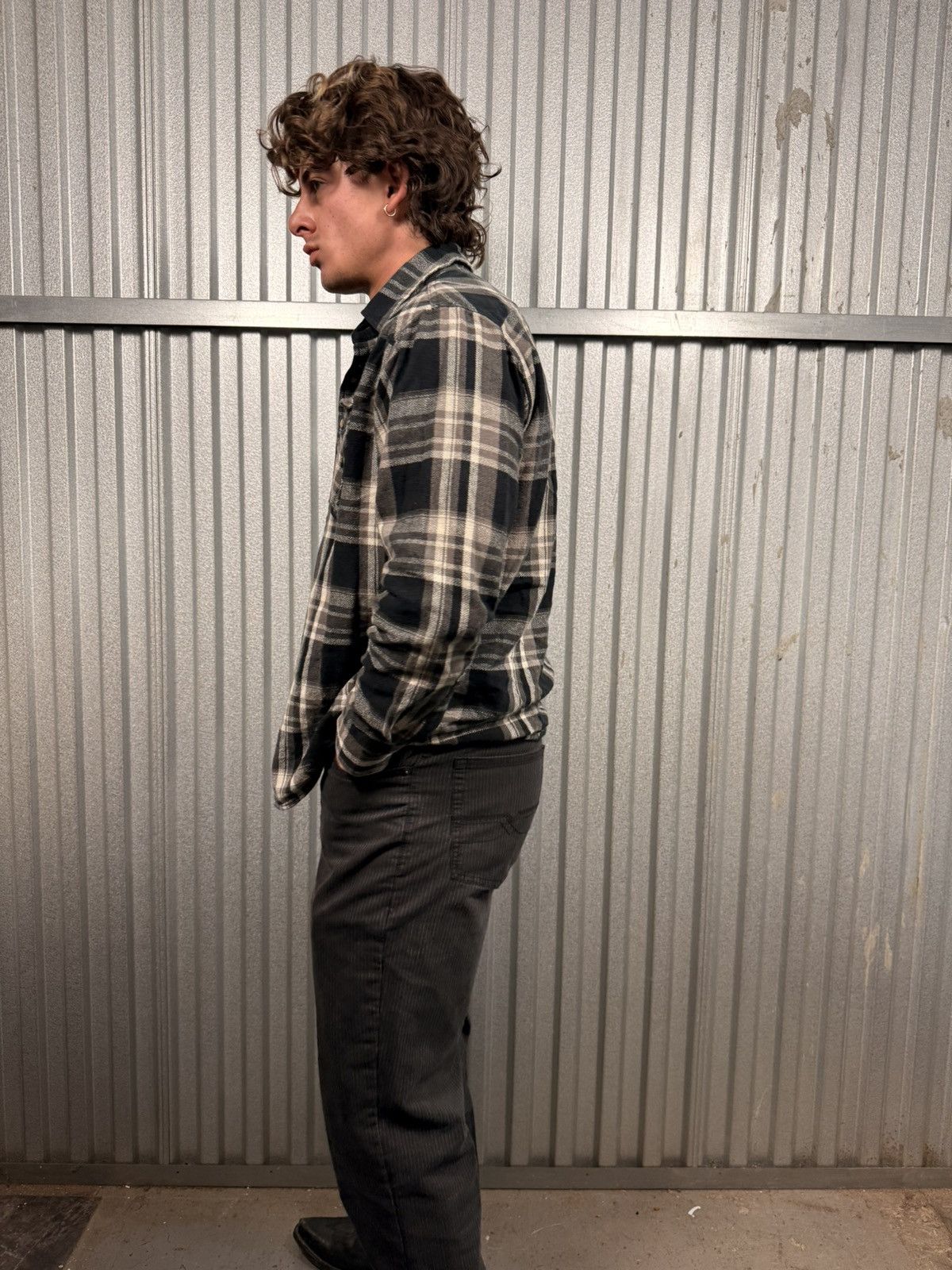 Vintage Wrangler Pearl Snap Plaid Button Up Cowboy Shirt