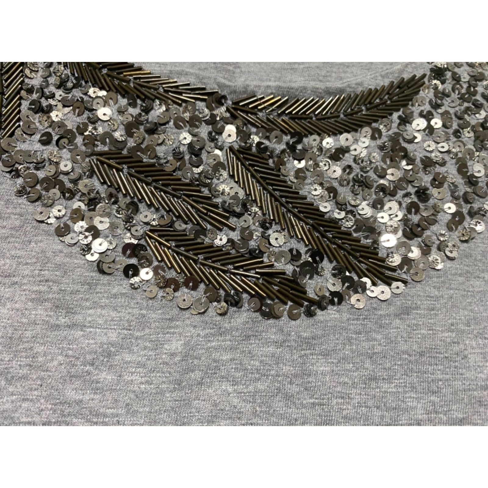 Coldwater Creek Coldwater Creek Shirt Gray Sequin 3/4 Sleeve Cotton Womens M Adult? Size M / US 6-8 / IT 42-44 - 4 Thumbnail