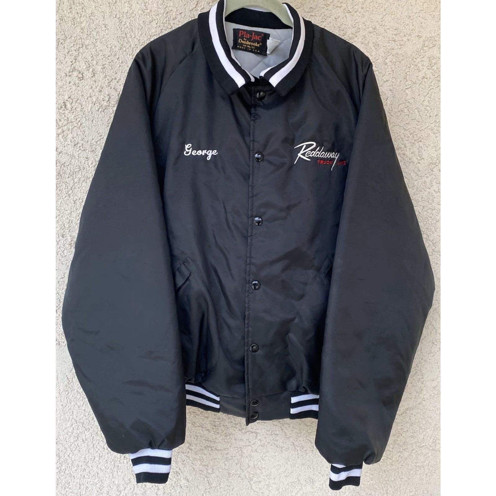 Dunbrooke VINTAGE Pla-Jac Dunbrooke Reddaway Truck Line Bomber Varsity Jacket Black XL Mens Size US XL / EU 56 / 4 - 4 Thumbnail