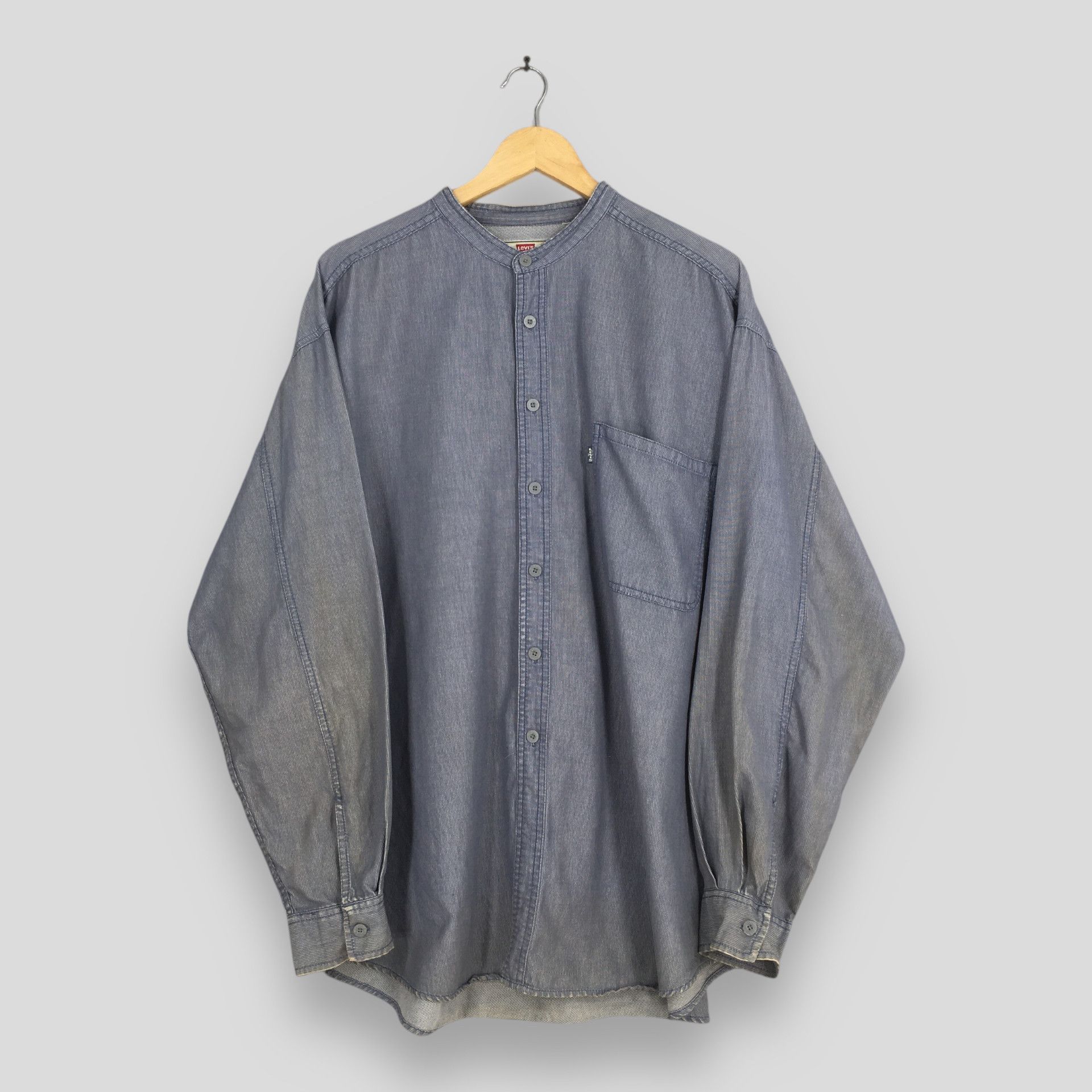 Levi's Vintage Levis Strauss Band Collar Shirt 2XLarge Size US XXL / EU 58 / 5 - 1 Thumbnail