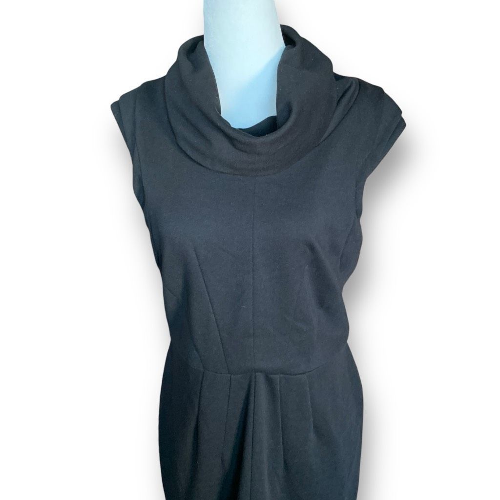 Saks Fifth Avenue Saks Fifth Avenue Cap Sleeve Knee Length Black Cowl Neck Dre Size M / US 6-8 / IT 42-44 - 2 Thumbnail