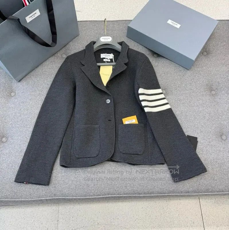 Thom Browne Thom Browne Gray Wool Cropped Cardigan . Size L / US 10 / IT 46 - 2 Thumbnail