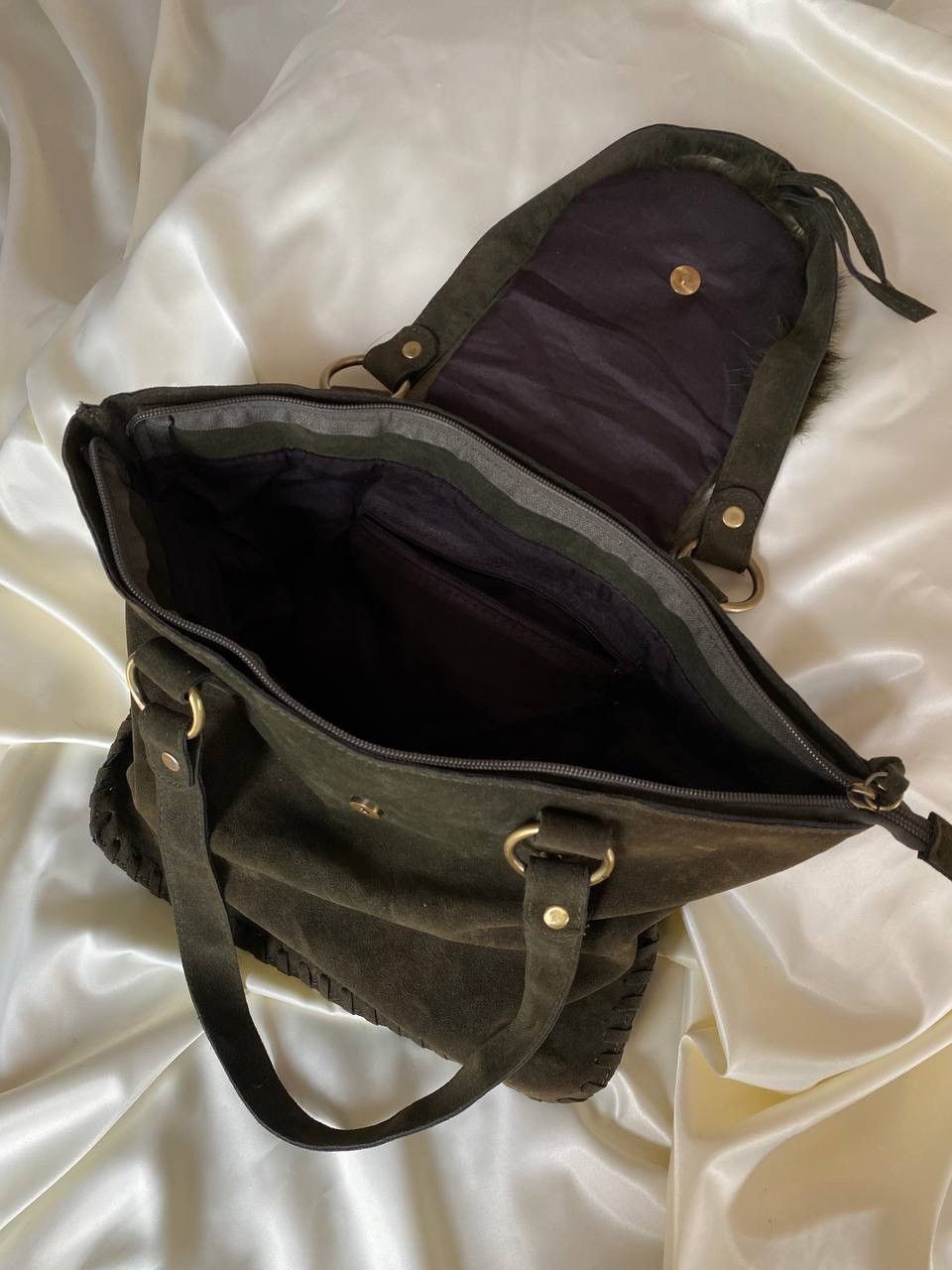 Vintage Vintage green suede shoulder bag Size ONE SIZE - 6 Thumbnail
