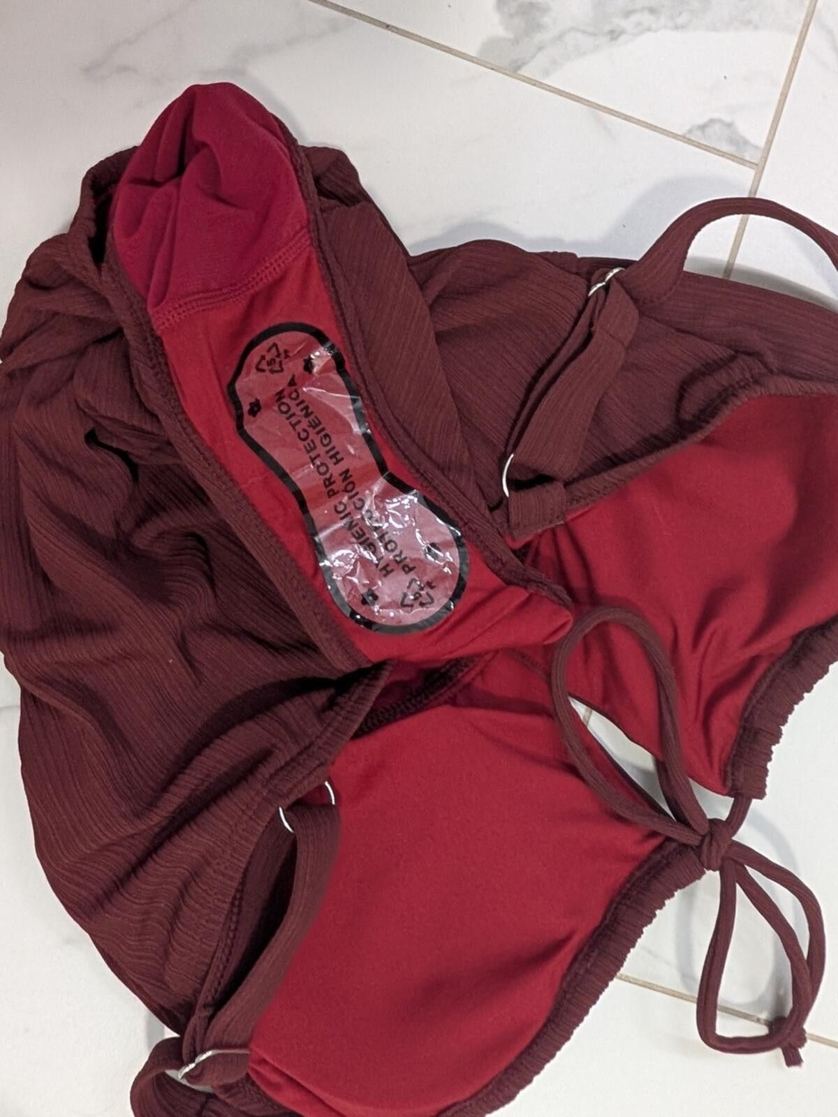 Other Ribbed One-Piece Swimsuit in Burgundy Size ONE SIZE - 4 Thumbnail