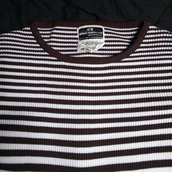 Other Vintage Alex Colman Ribbed Striped Op Art Polyester T-Shirt Size L / US 10 / IT 46 - 1 Thumbnail