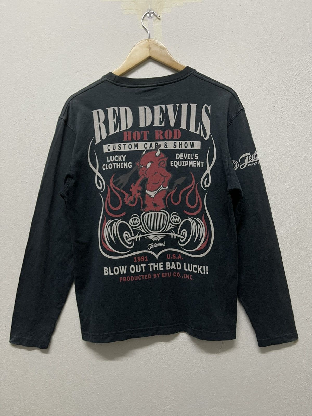 Tedman 2000s TEDMAN RED DEVIL HOT ROD LONG SLEEVE TSHIRT FADED Size US M / EU 48-50 / 2 - 1 Thumbnail