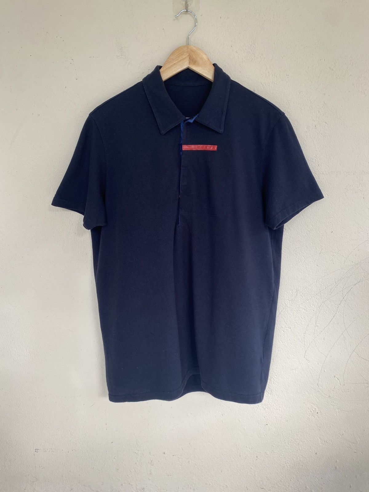 Prada Prada 90s Red Tab Hidden Pocket In Navy Polo Tee Size US M / EU 48-50 / 2 - 1 Thumbnail