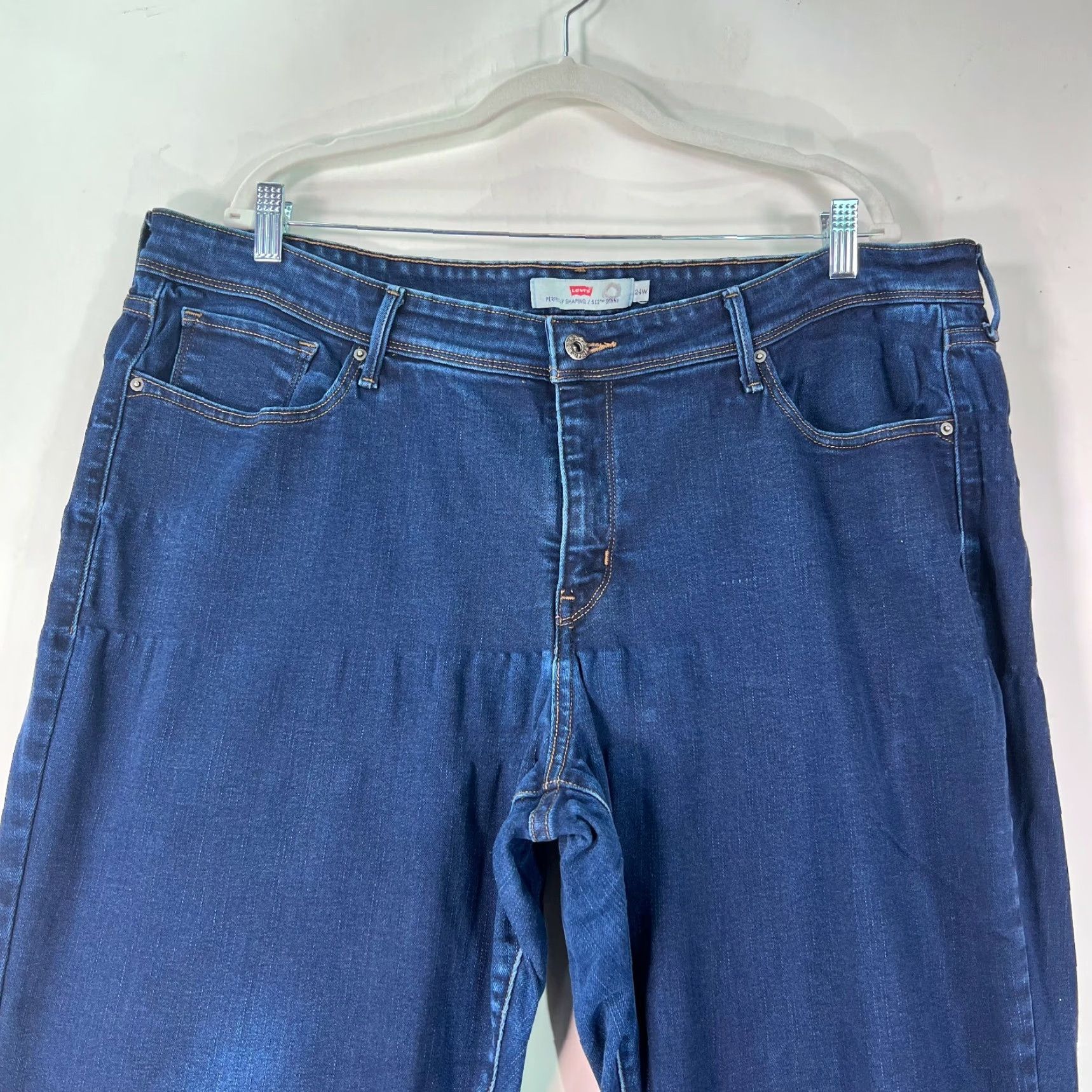 Levi's Levis 512 Womens Mid Rise Perfectly Shaping Skinny Blue Denim Jeans Size 24W Size 42" / US 20 - 2 Thumbnail