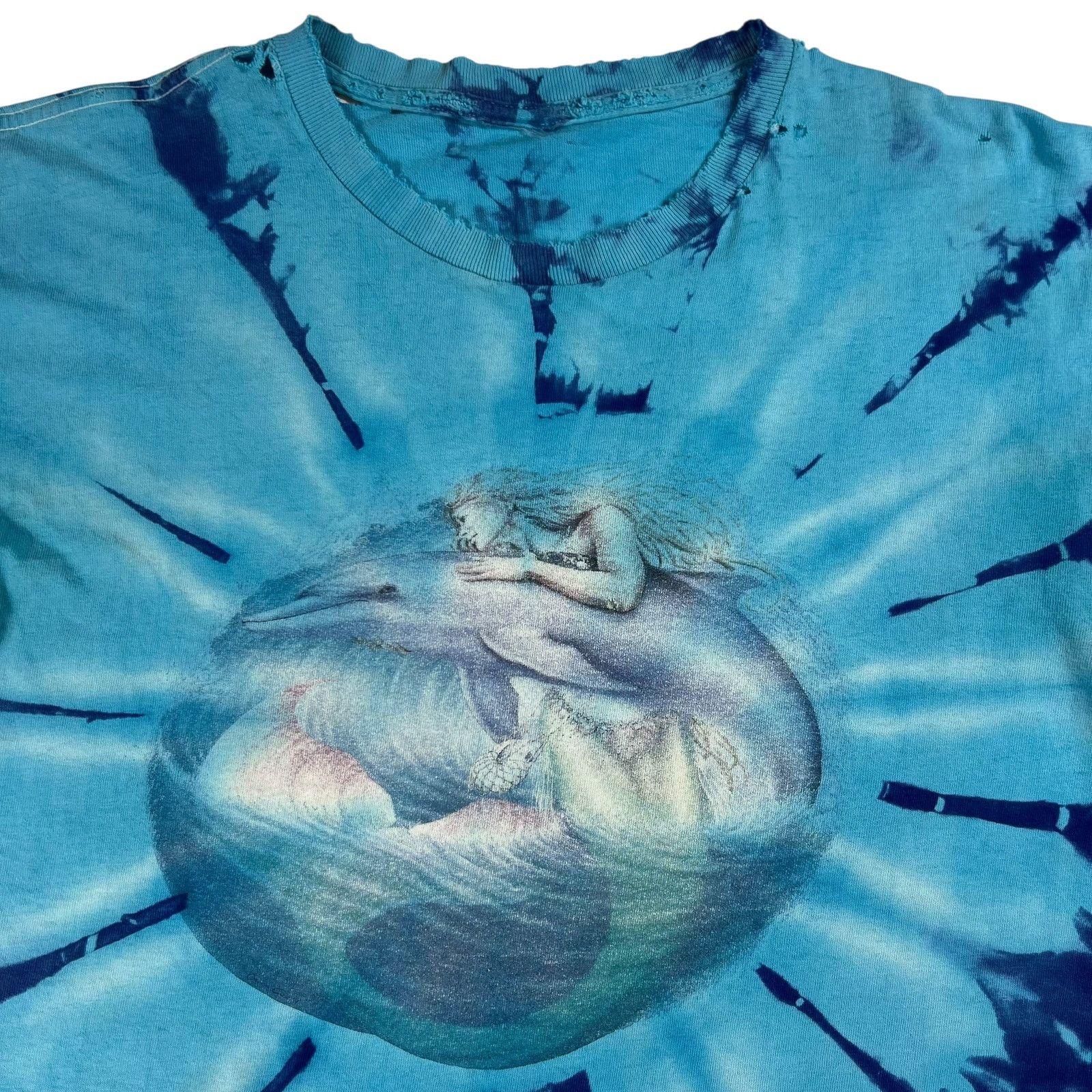 Vintage Vintage Dolphin Mermaid tie dye distressed M. Dubois art tee Size US L / EU 52-54 / 3 - 2 Thumbnail