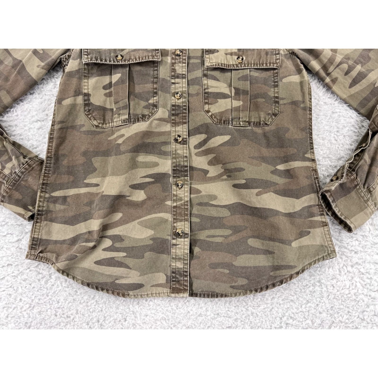 Forever 21 FOREVER 21 Camo Jacket Women S Green Casual Button-Up Cotton Bomber Size S / US 4 / IT 40 - 5 Thumbnail