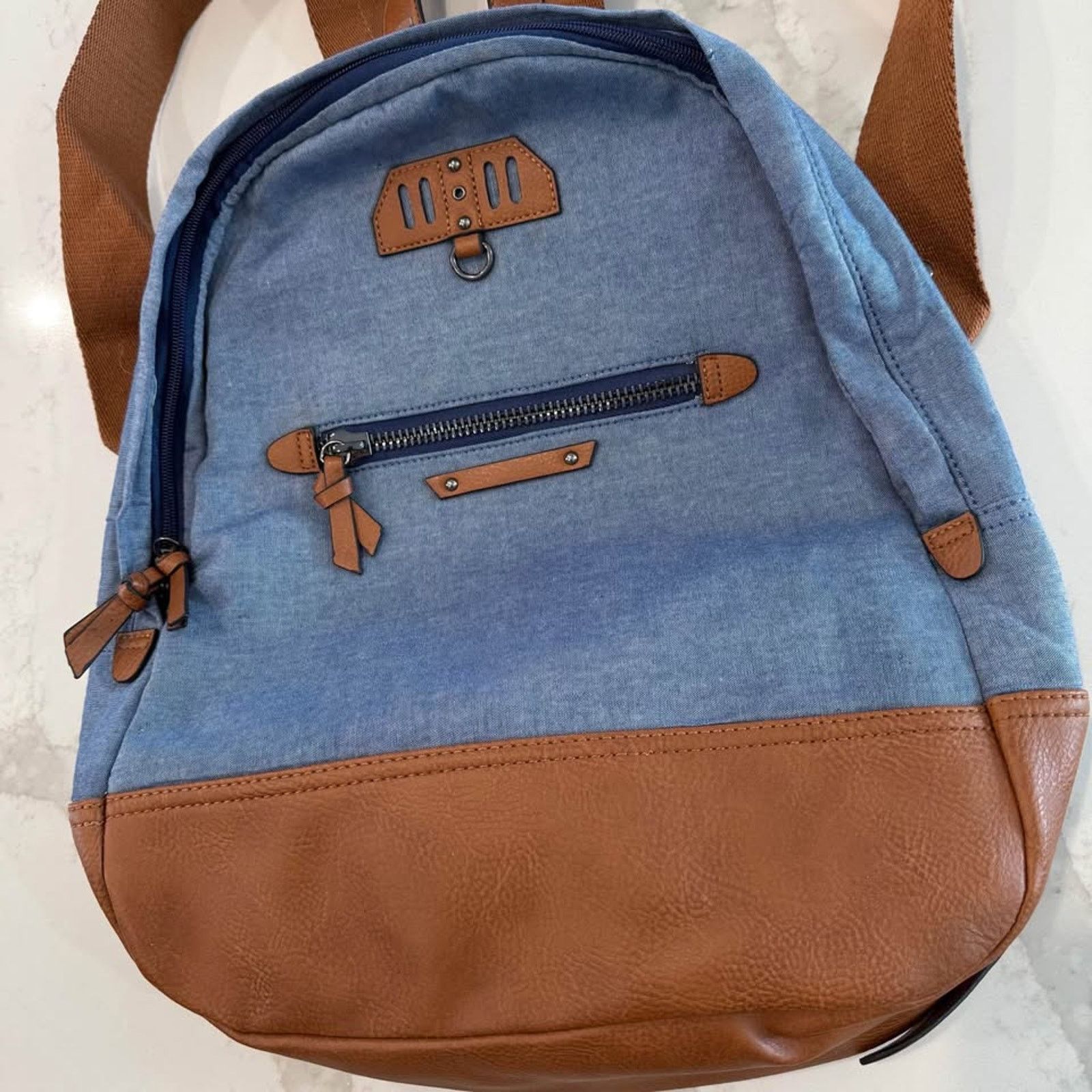 Aldo Aldo Denim Chambray Backpack Adjustable Strap Laptop Pocket Size ONE SIZE - 3 Thumbnail