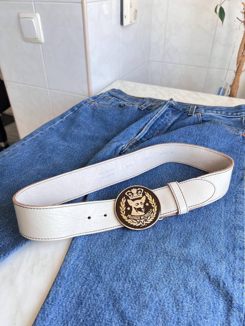 Frankie Morello 1990’s Frankie Morello Leather Belt Steel Logo Vintage Size ONE SIZE - 5 Thumbnail