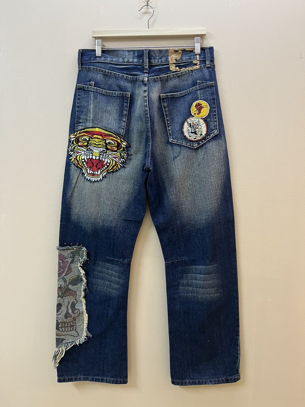 Christian Audigier × Ed Hardy × Von Dutch Vintage Y2k Ed Hardy Embroided and patches Jeans Size US 34 / EU 50 - 1 Thumbnail