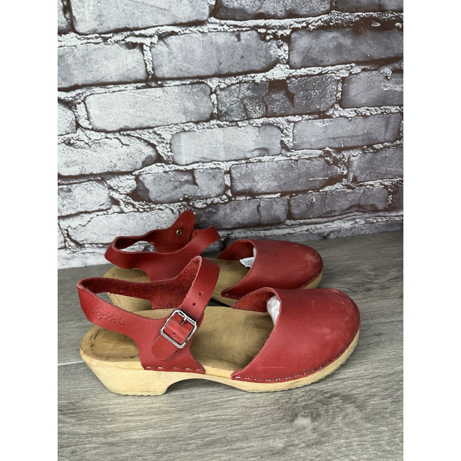 Warren Lotas Lotta's Stockholm T-bar Highwood Red Leather Clogs Nubuck Wo Size US 10.5 / IT 40.5 - 9 Thumbnail