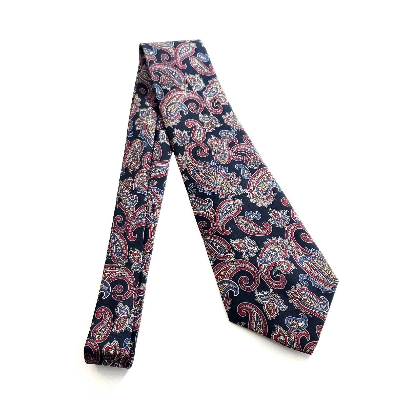 Designer Claybrooke Black Red Paisley Print Wide Silk Tie Size ONE SIZE - 6 Thumbnail