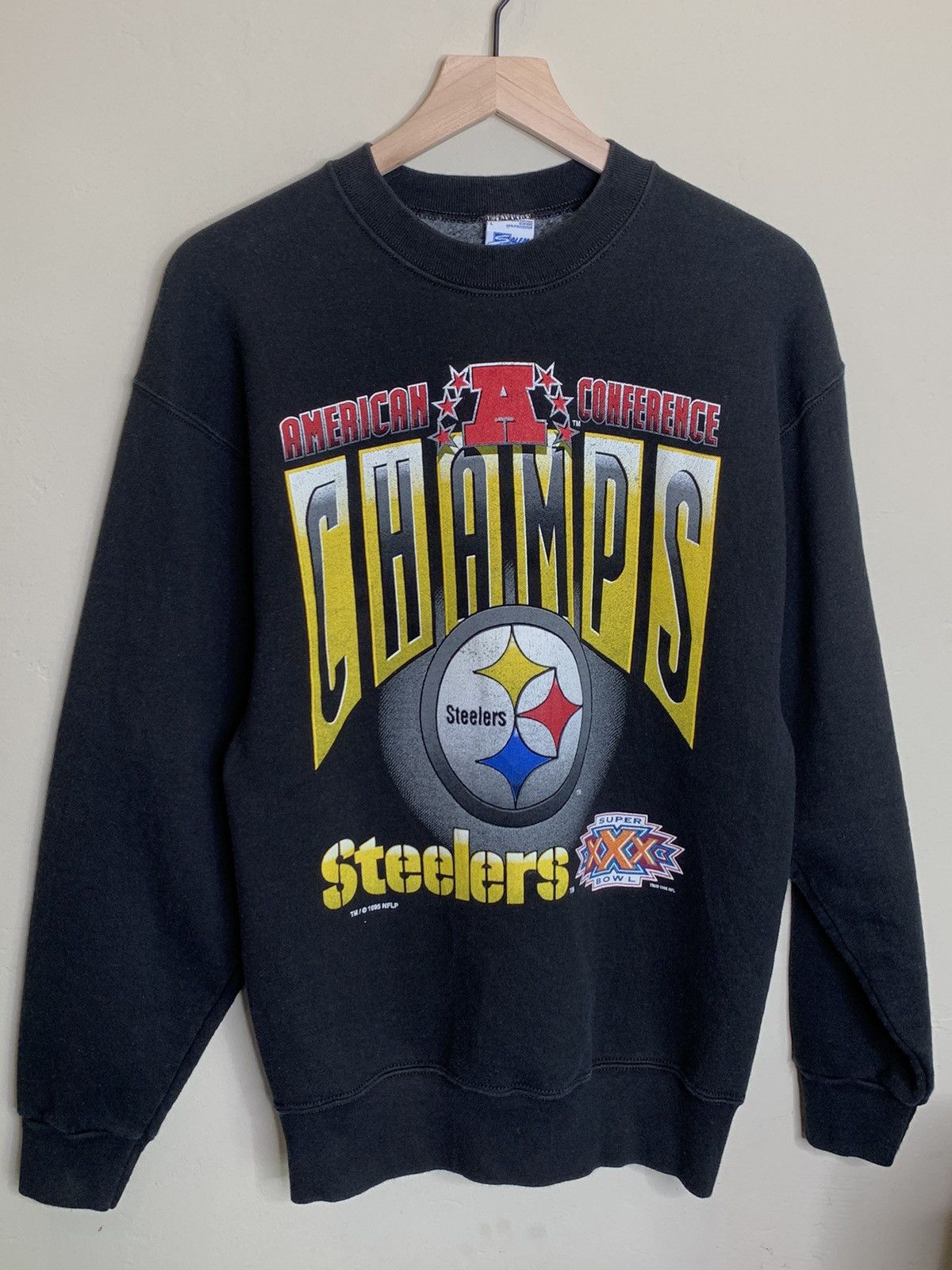 NFL × Salem Sportswear × Vintage *RARE* Vintage 1995 Pittsburgh Steelers Champions Sweatshirt Size US L / EU 52-54 / 3 - 1 Thumbnail
