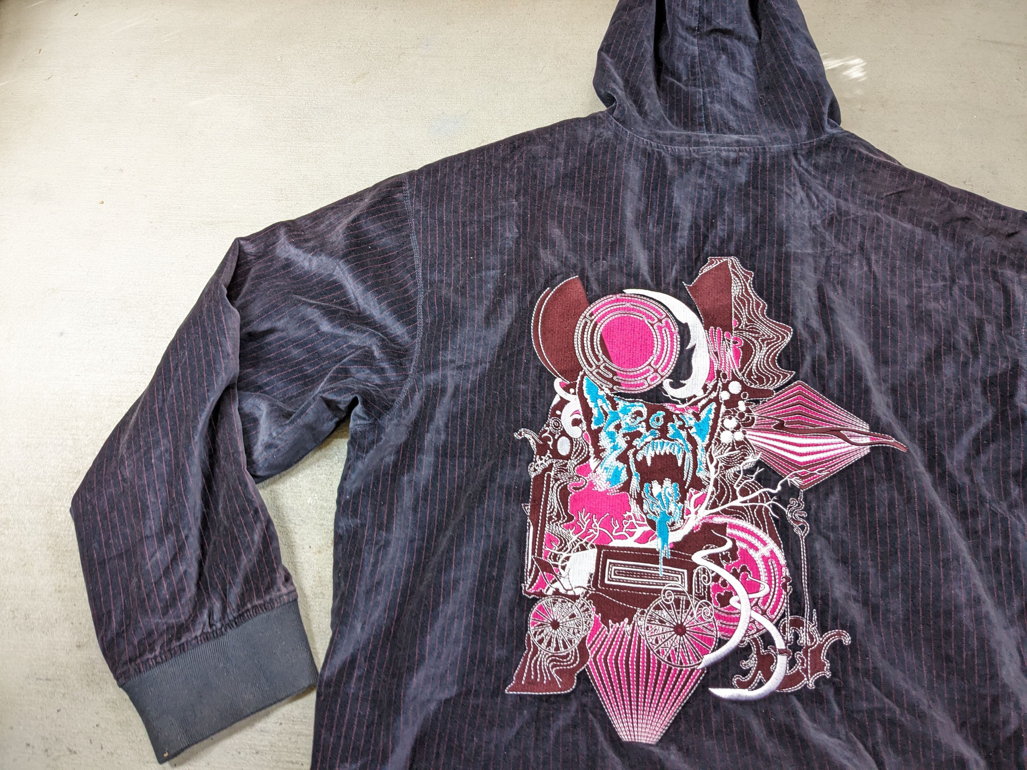 Artful Dodger Artful Dodger Hoodie Velvet 4XL Navy Blue Pink Striped Y2K Size US XXL / EU 58 / 5 - 3 Thumbnail