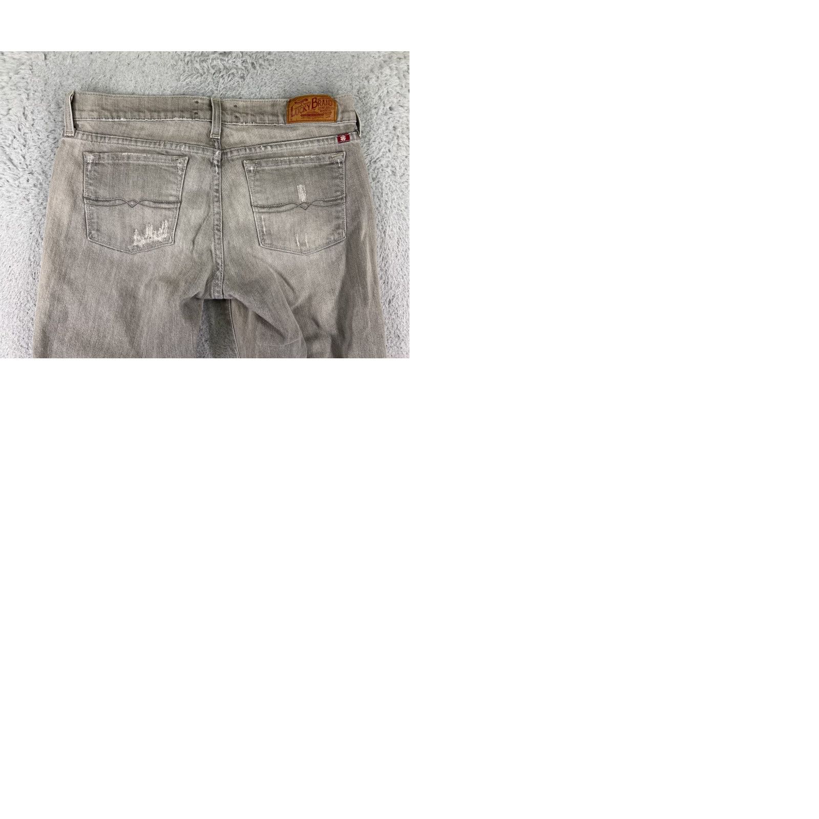 Lucky Brand VINTAGE Lucky Brand Jeans Womens 6 Gray Distressed Straight Leg Low Rise USA Made Size 28" / US 6 / IT 42 - 10 Thumbnail