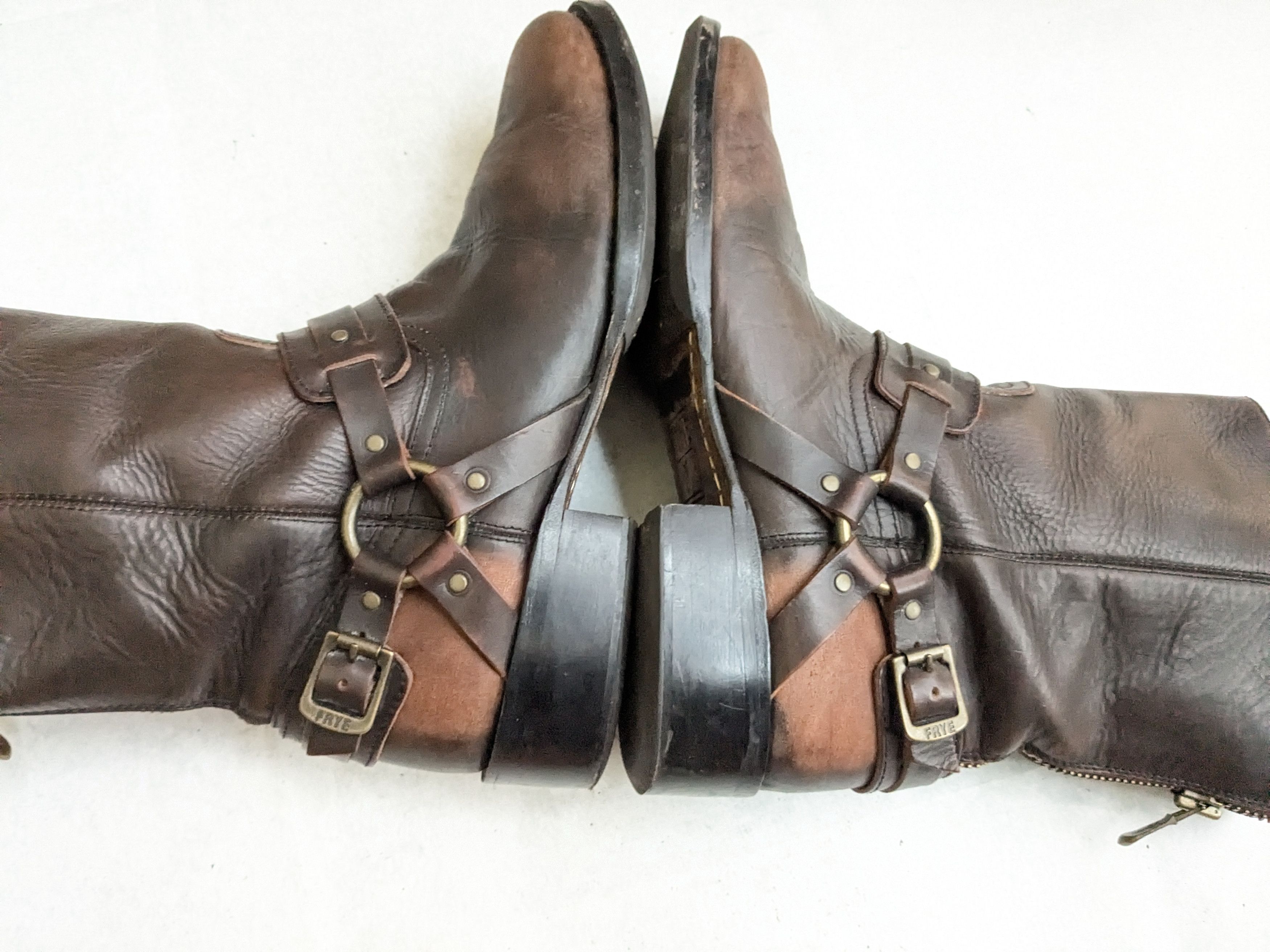 Frye Frye Harness Boots Brown 11.5 Leather Buckle Back Zip Size US 11.5 / EU 44-45 - 11 Thumbnail