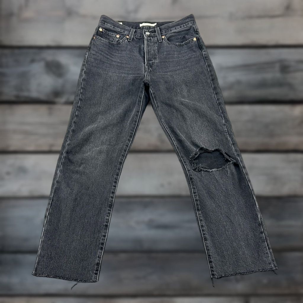 Levi's VINTAGE Levi's Wedgie Jeans Womens 27 Black Straight Premium 501 Stretch Denim Distressed 80s 90s Retro Womens Size 27" / US 4 / IT 40 - 1 Thumbnail