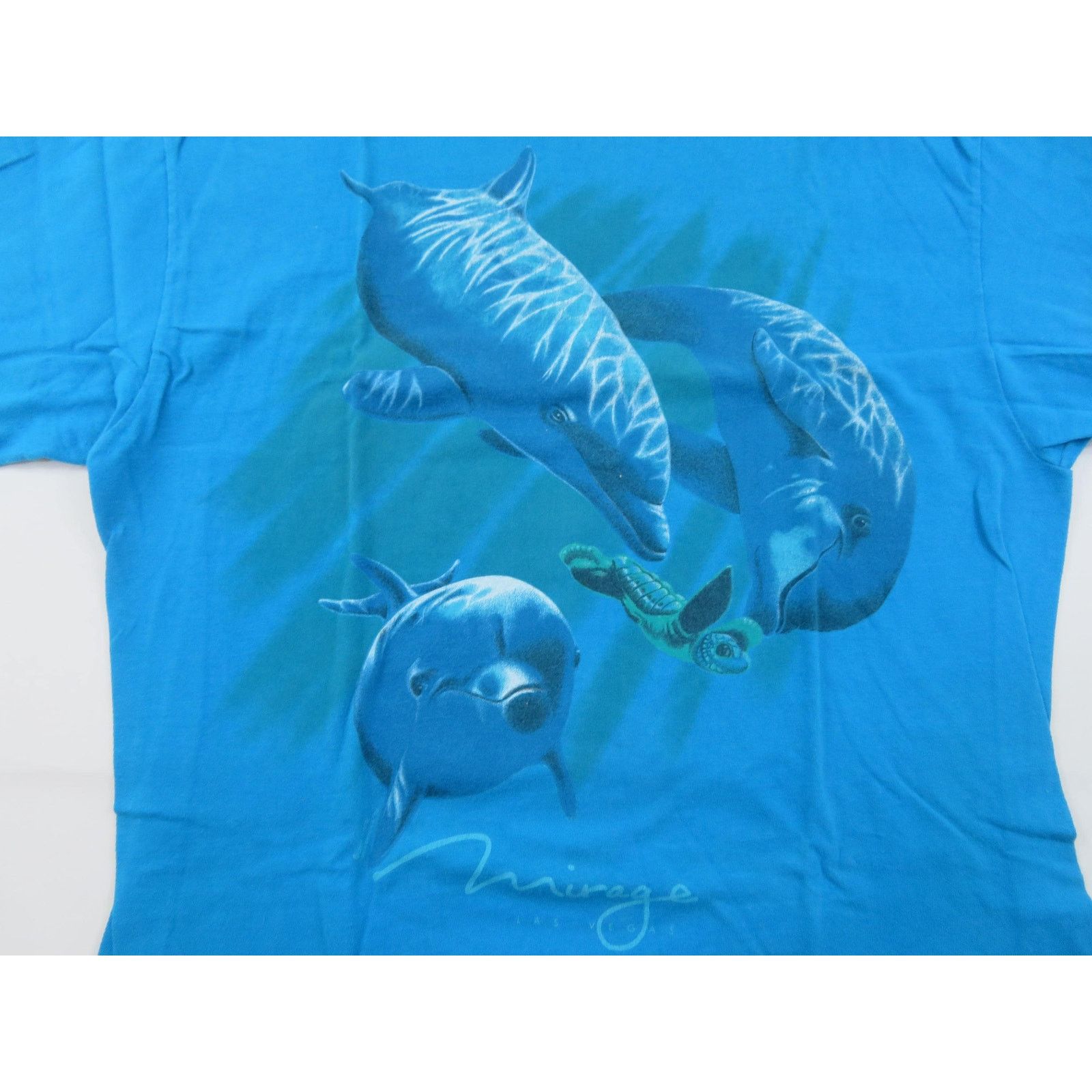 Hanes Dolphin & Turtle Graphic Blue T-Shirt Sz L 1990s Size US L / EU 52-54 / 3 - 2 Thumbnail