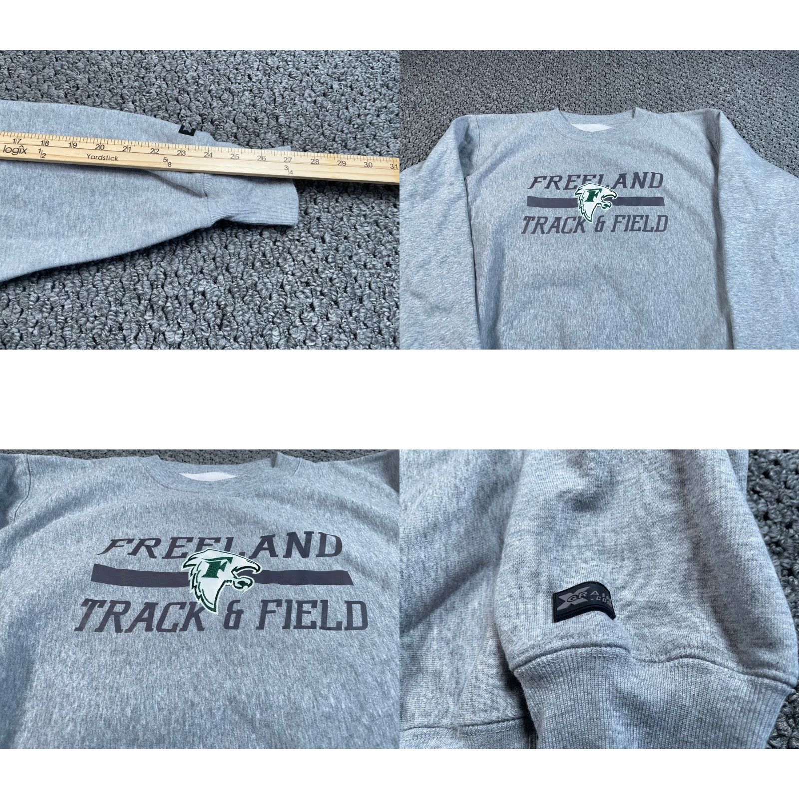 Vintage X-Grain Freeland Falcons Track & Field Sweatshirt Adult XL Gray Embroidered Michigan Size US XL / EU 56 / 4 - 8 Thumbnail
