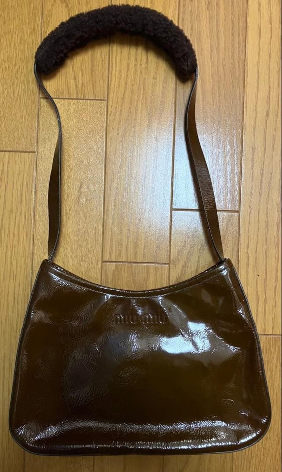 Miu Miu Miu Miu - Brown Patent Leather Shearling Size ONE SIZE - 2 Thumbnail