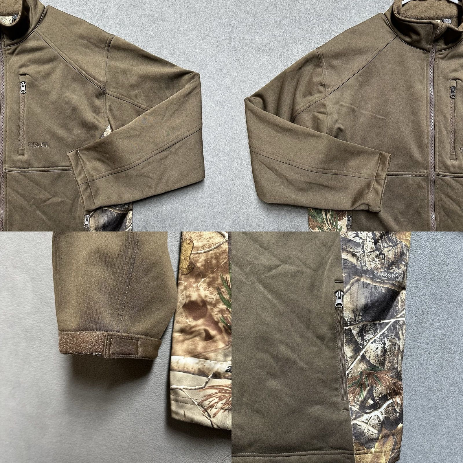 Vintage Tag Safari Jacket Mens L Brown Camo Soft Shell Fleece Lined Full Zip Pockets Size US L / EU 52-54 / 3 - 8 Thumbnail