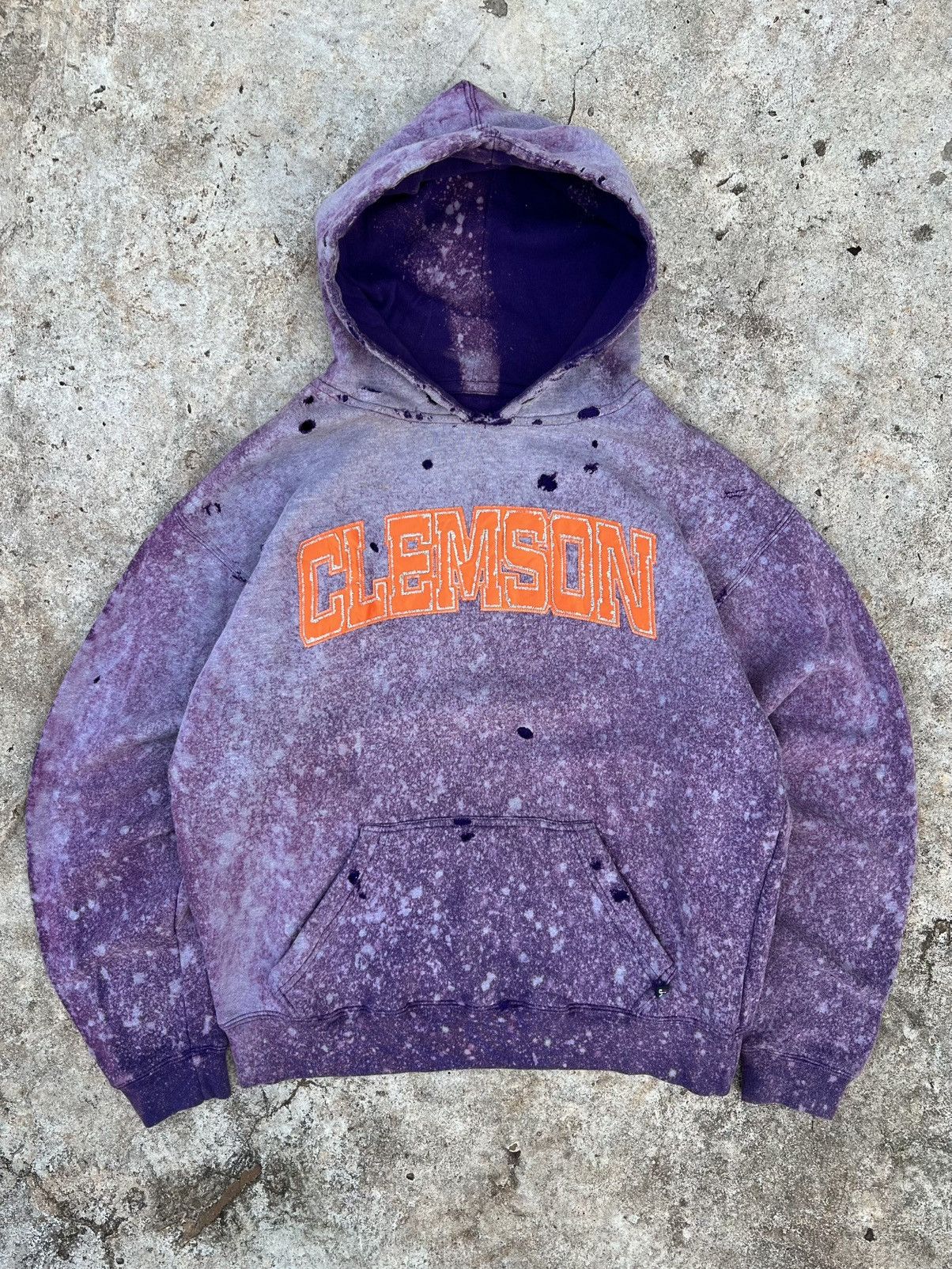 Distressed Faded Vintage Clemson Hoodie