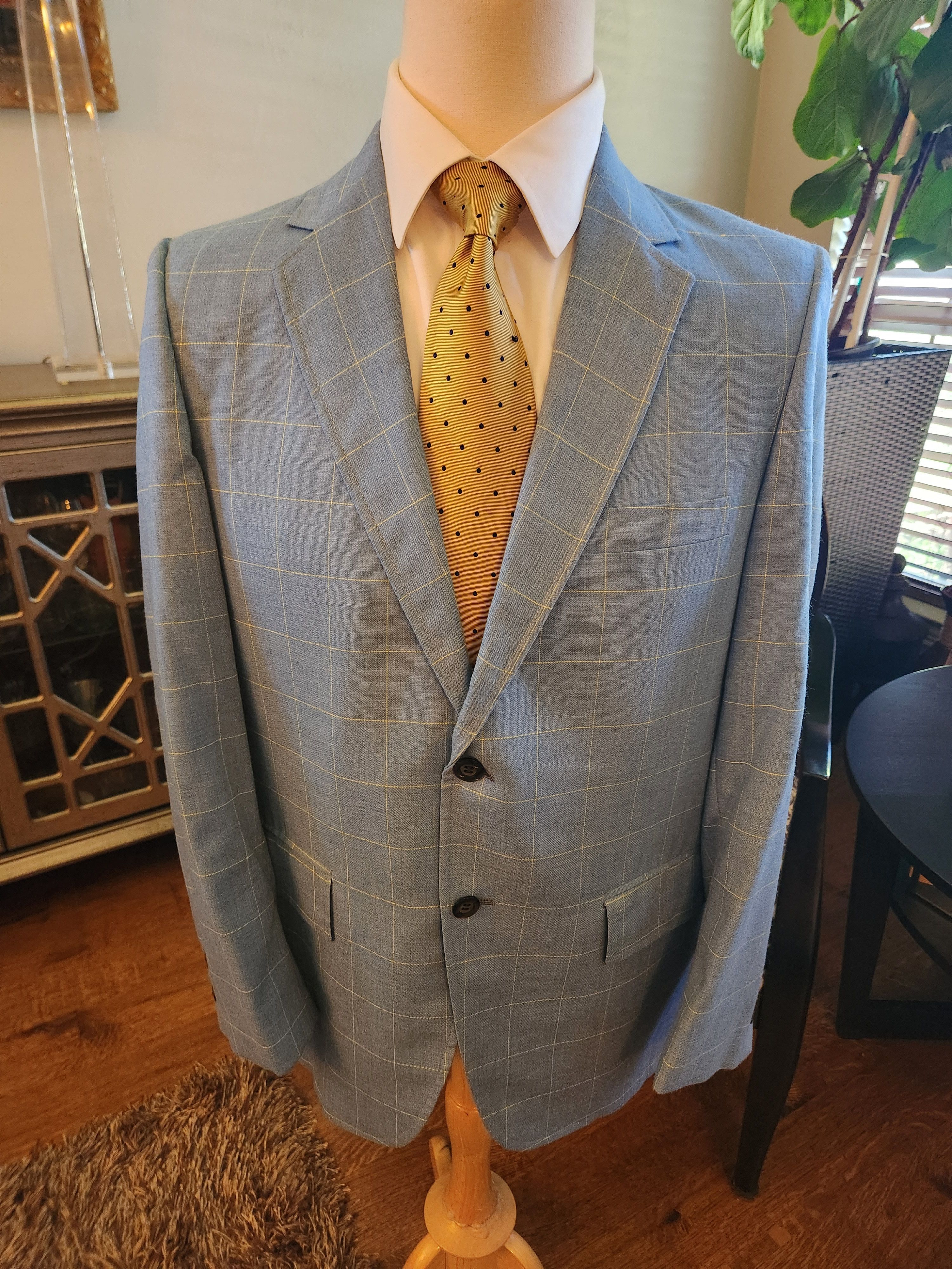 Other Vintage 70's W&S Light Blue Windowpane Sport Coat Size 40R - 1 Thumbnail