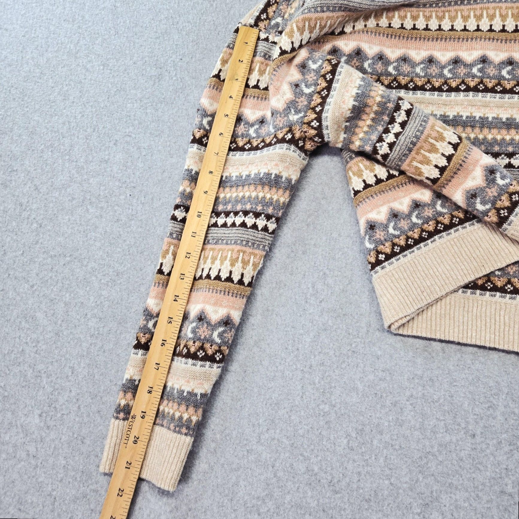 J.Crew J.CREW Sweater Pullover Womens M Beige Polyamide Wool Crew Neck Fair Isle Winter Casual Knit Size M / US 6-8 / IT 42-44 - 7 Thumbnail