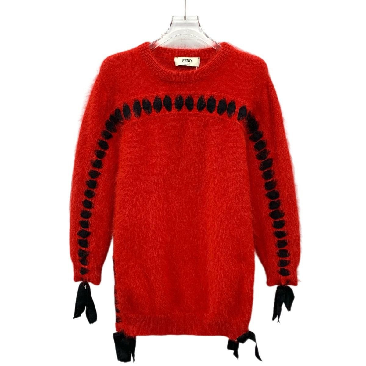 Fendi Fendi Tie Detail Rabbit Fur Long Sleeve Knit Sweater K26WX Size S / US 4 / IT 40 - 1 Thumbnail