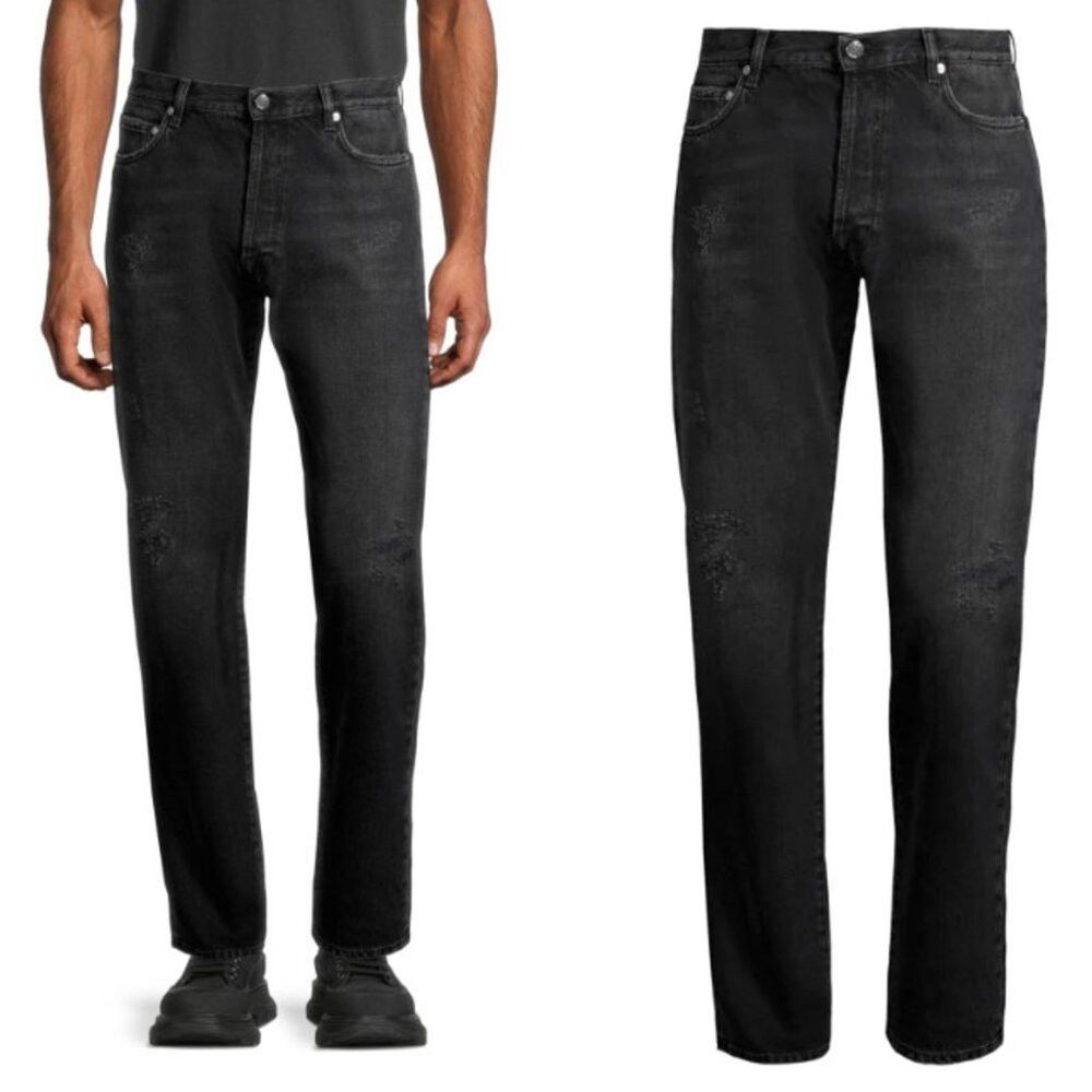 Blk Dnm NWT New $295 BLK DNM Jeans 21 Slim Distressed Black Jeans I Size US 29 - 1 Thumbnail