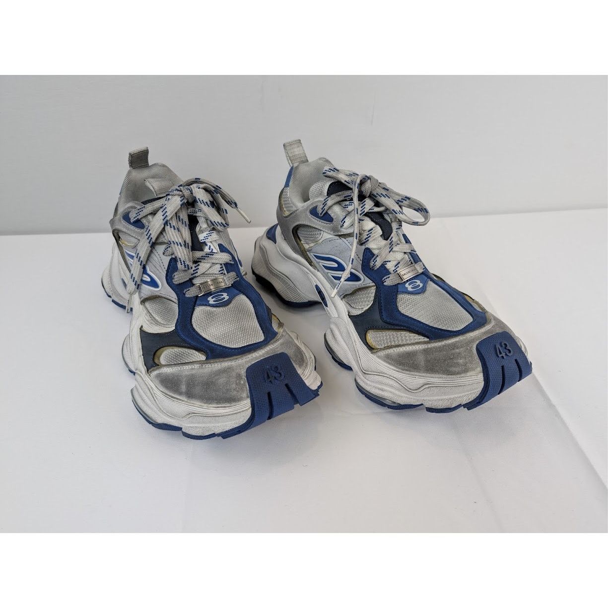 Balenciaga o1rshd1 Suede Mesh Cargo Sneakers in Grey/White/Blue Size US 10 / EU 43 - 6 Thumbnail