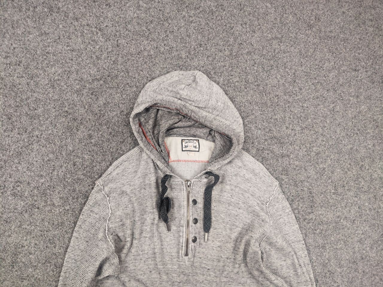 Diesel Vintage Diesel Logo Y2K Grey Cotton Structure Zip Hoodie Size US L / EU 52-54 / 3 - 4 Thumbnail
