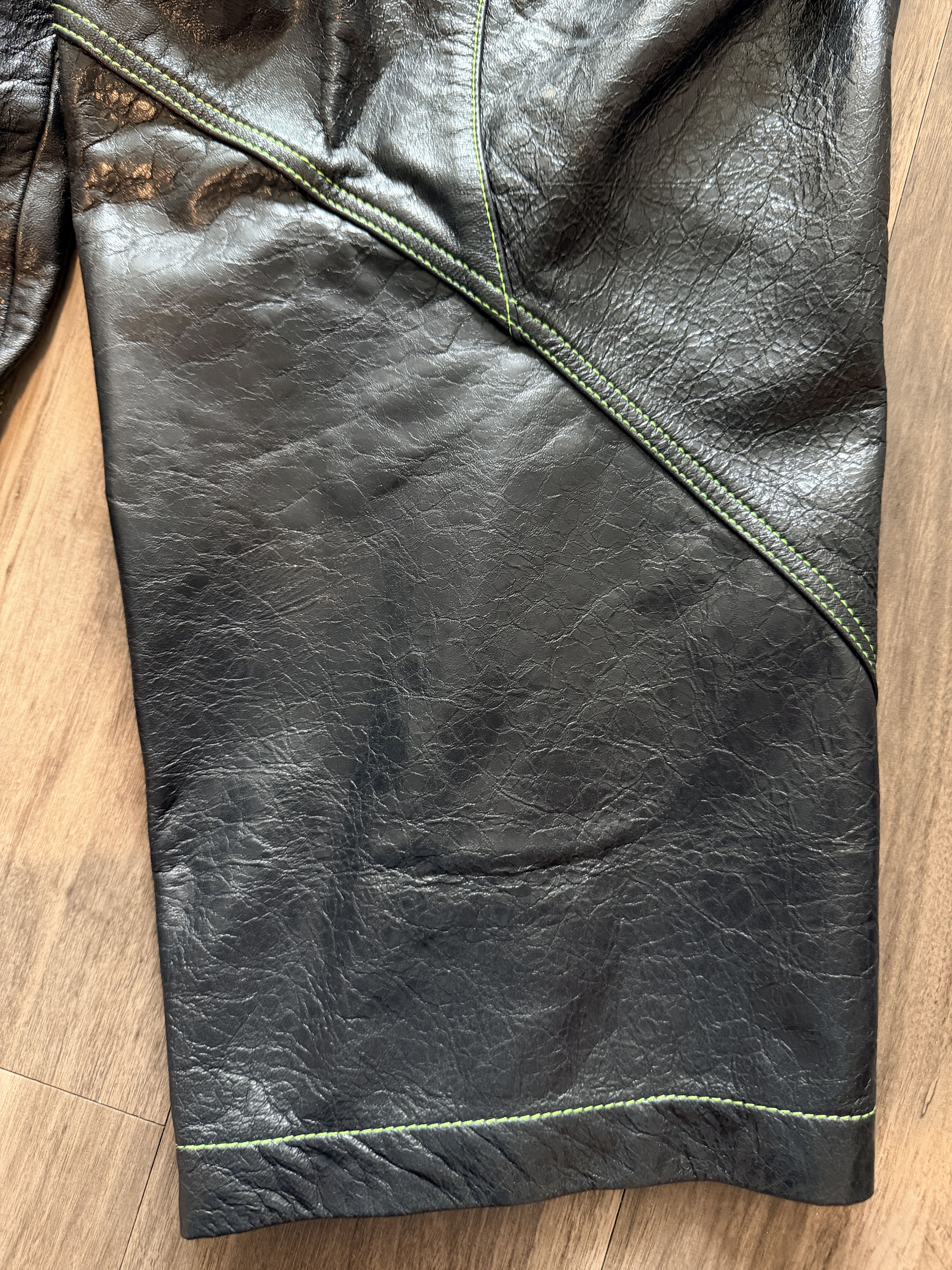Acne Studios Acne Studios Leather Contrast Stitch Trousers Black Green Size US 32 / EU 48 - 5 Thumbnail