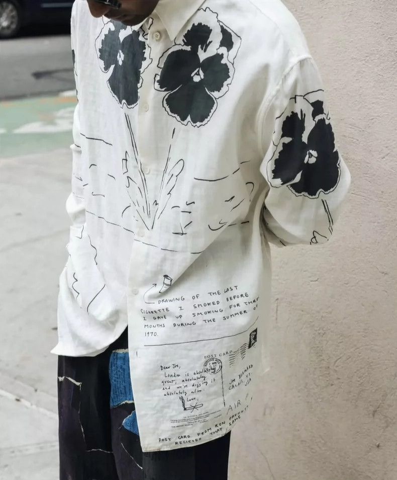 Loewe LOEWE size44 White floral graffiti shirt Size US S / EU 44-46 / 1 - 1 Thumbnail