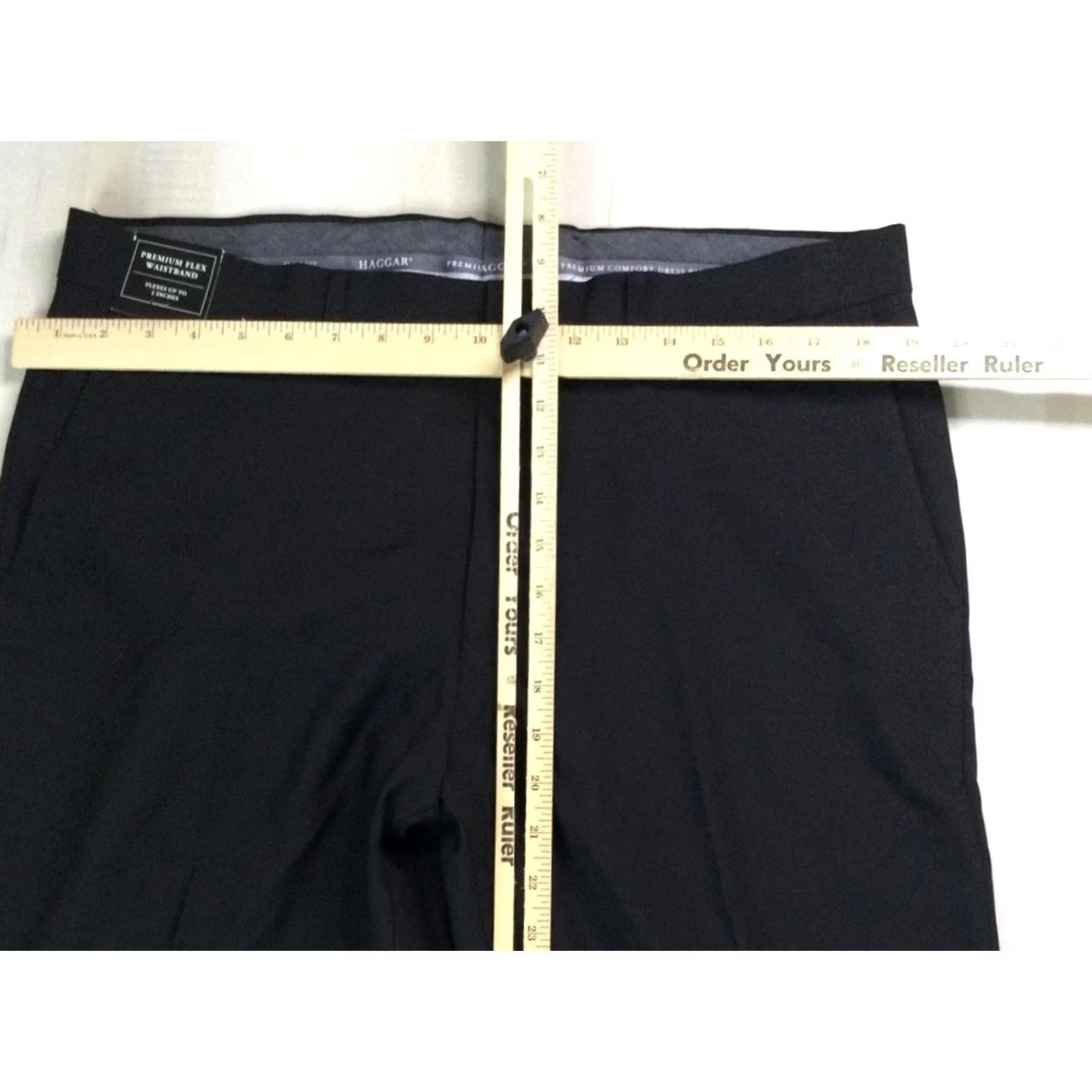 Haggar Haggar Men’s Black Premium Flex Waistband Dress Pants 36x30 Size 36 Black Polyester Straight Leg Formal Business Mens Pants Size US 36 / EU 52 - 3 Thumbnail